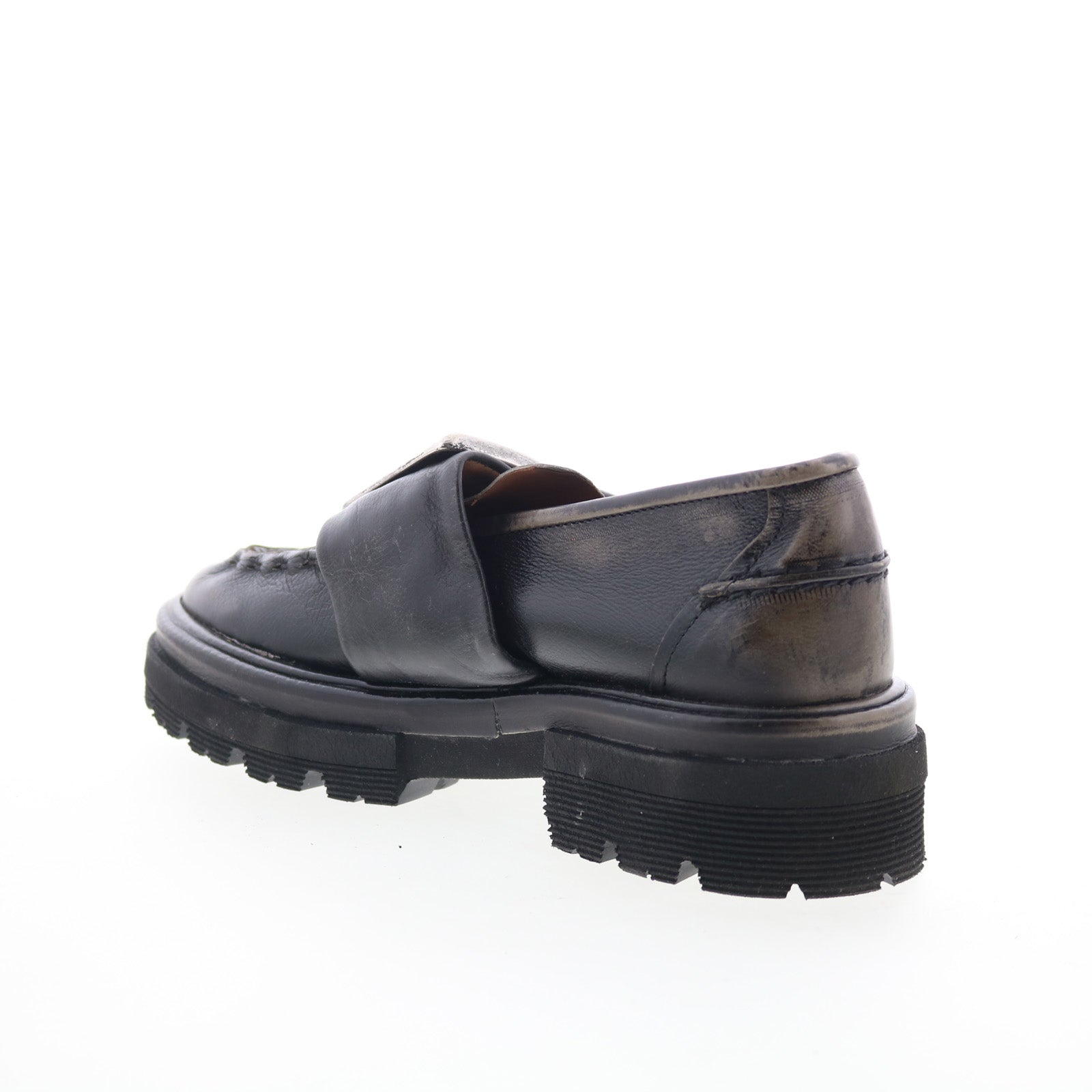 Heddy Womens Black Leather Slip On Loafers & Slip Ons Casual Shoes