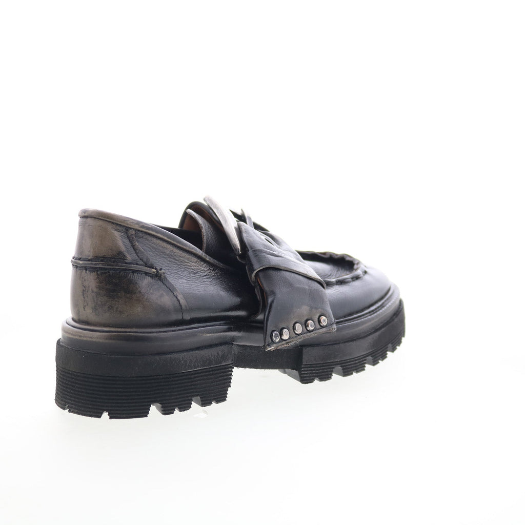 Heddy Womens Black Leather Slip On Loafers & Slip Ons Casual Shoes