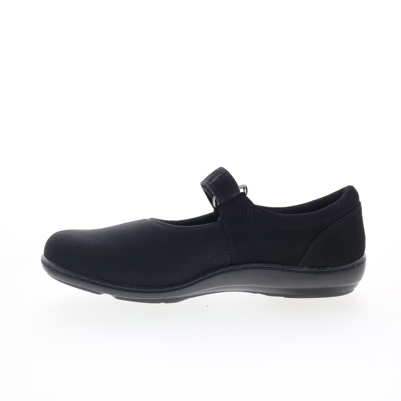 Aetrex Berries Helen Stretch MJ E390W Womens Black Wide Mary Jane Flats Shoes