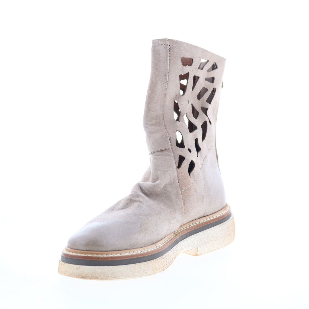 Idelco Womens Beige Leather Zipper Casual Dress Boots