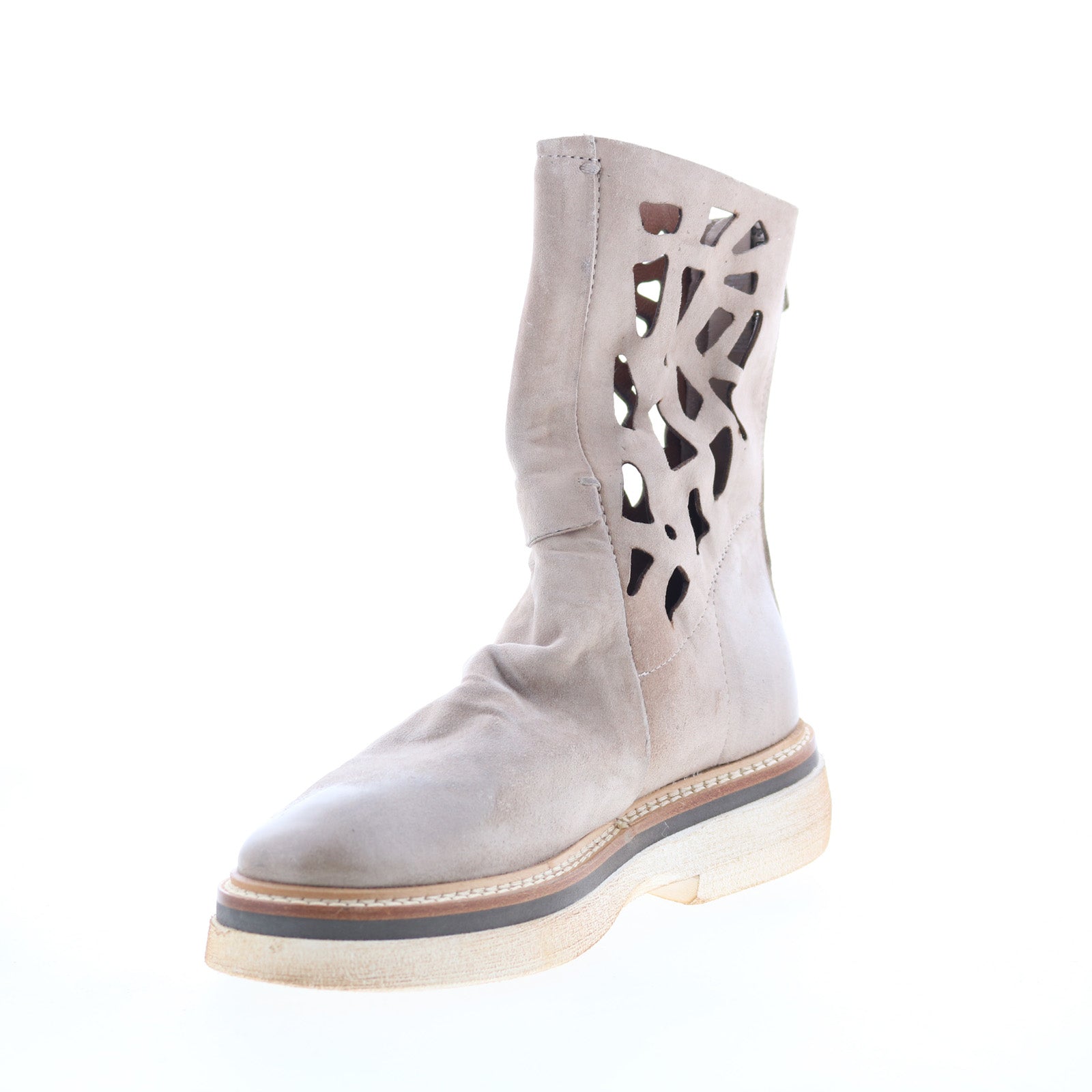 Idelco Womens Beige Leather Zipper Casual Dress Boots