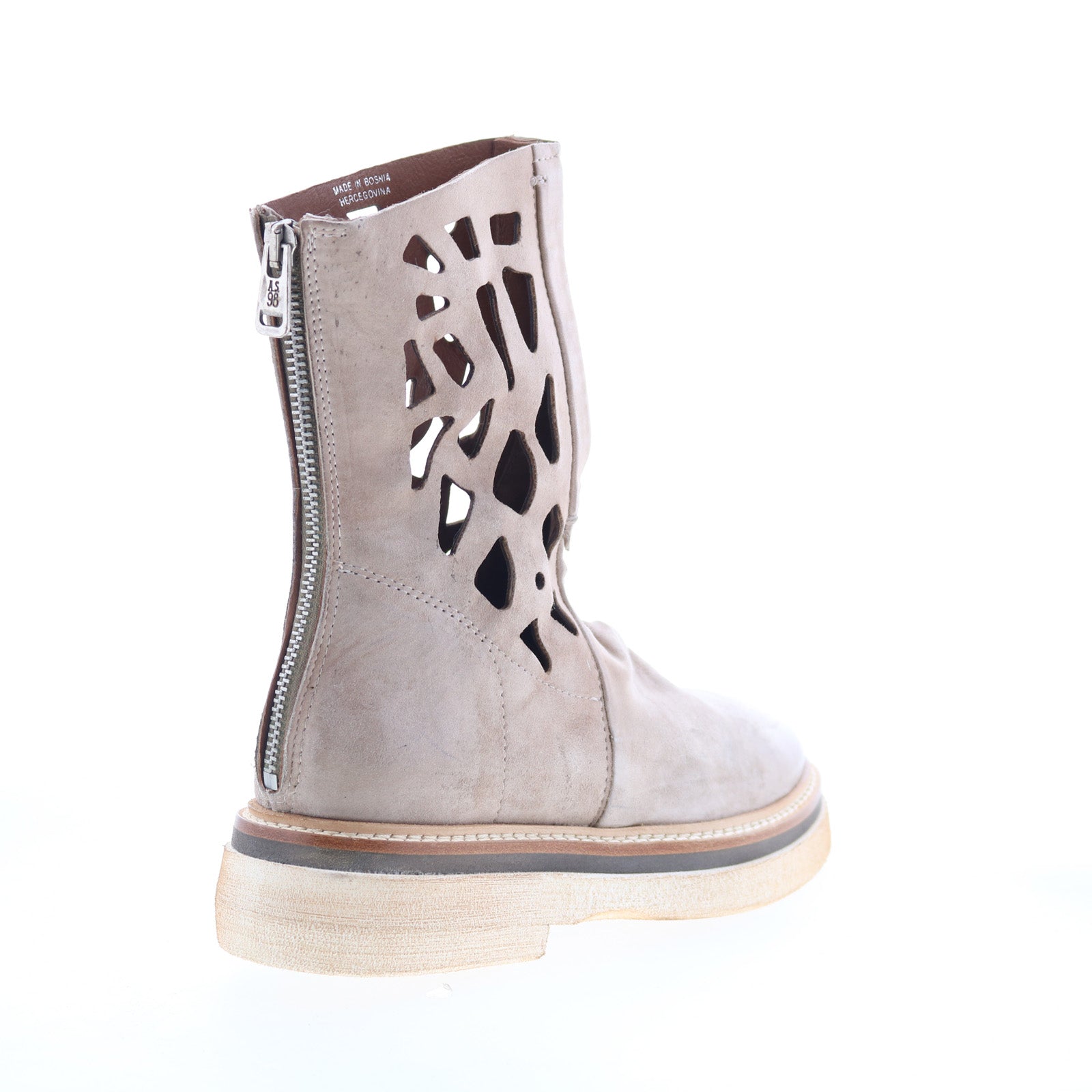 Idelco Womens Beige Leather Zipper Casual Dress Boots