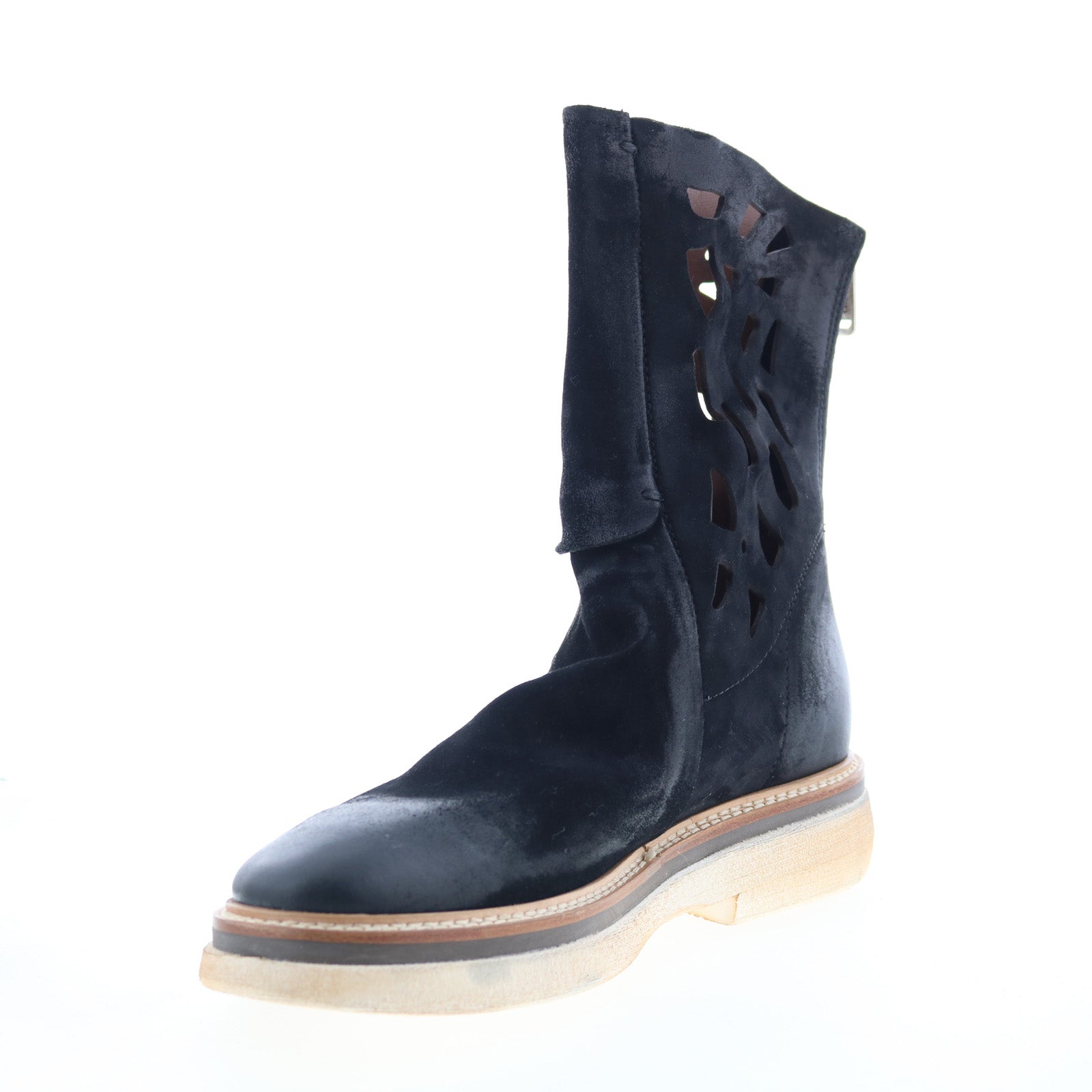 Idelco Womens Black Leather Zipper Casual Dress Boots