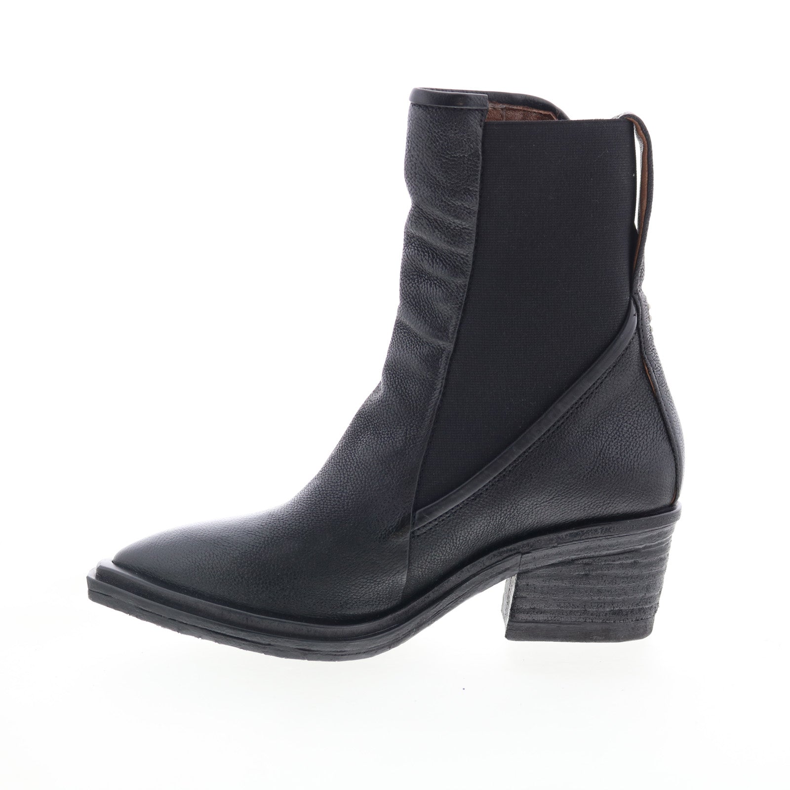 Imogene Womens Black Leather Slip On Ankle & Booties Boots