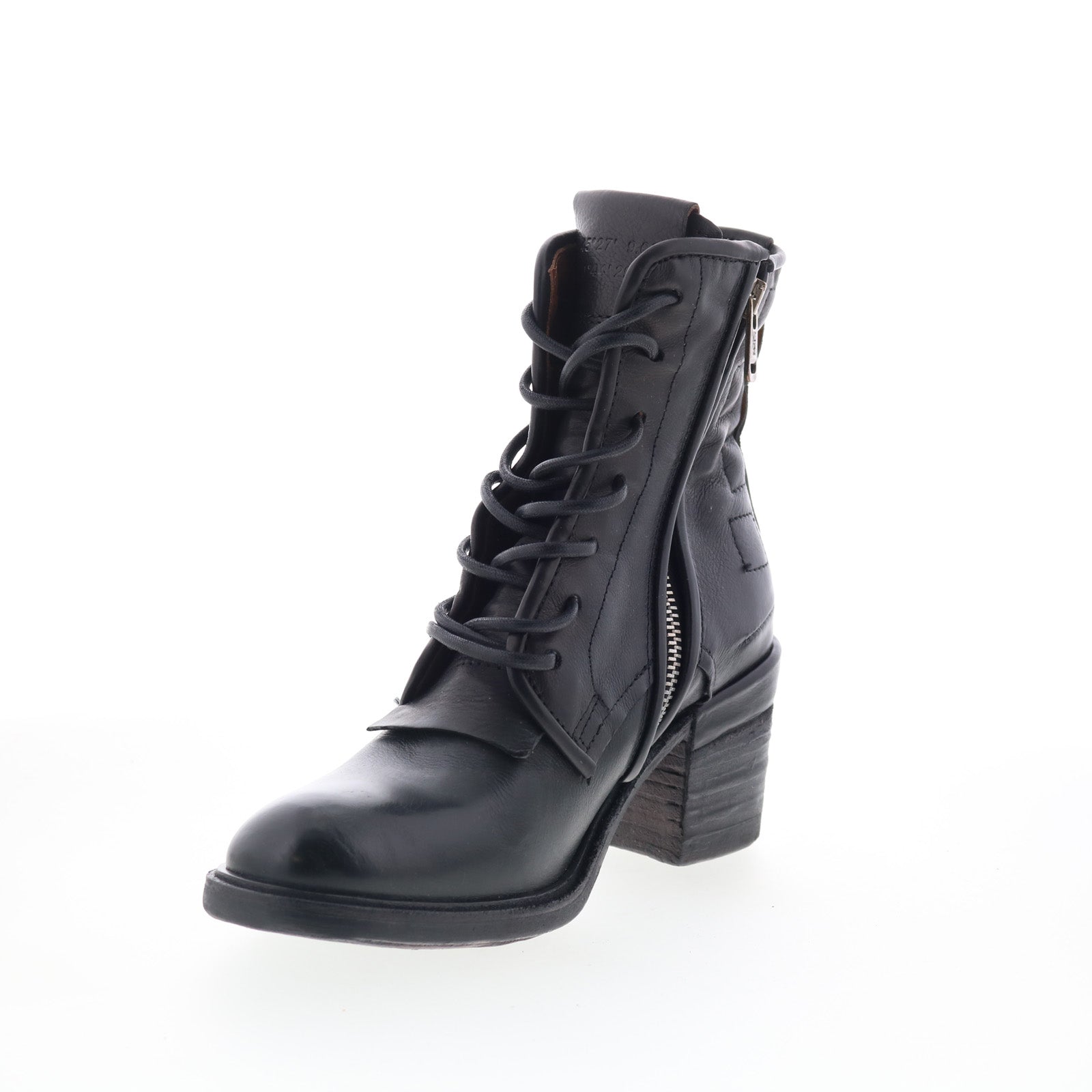 Jalen Womens Black Leather Lace Up Ankle & Booties Boots