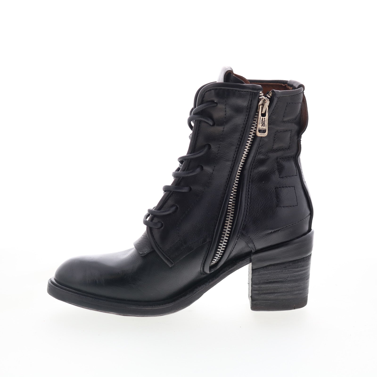 Jalen Womens Black Leather Lace Up Ankle & Booties Boots