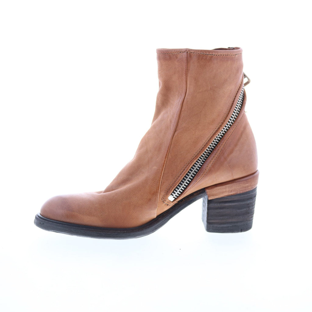 Jase Womens Brown Leather Zipper Ankle & Booties Boots