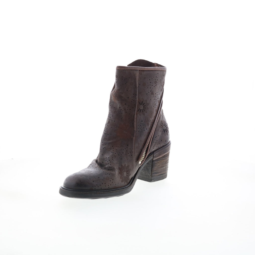 Jase Floral Womens Brown Leather Zipper Casual Dress Boots