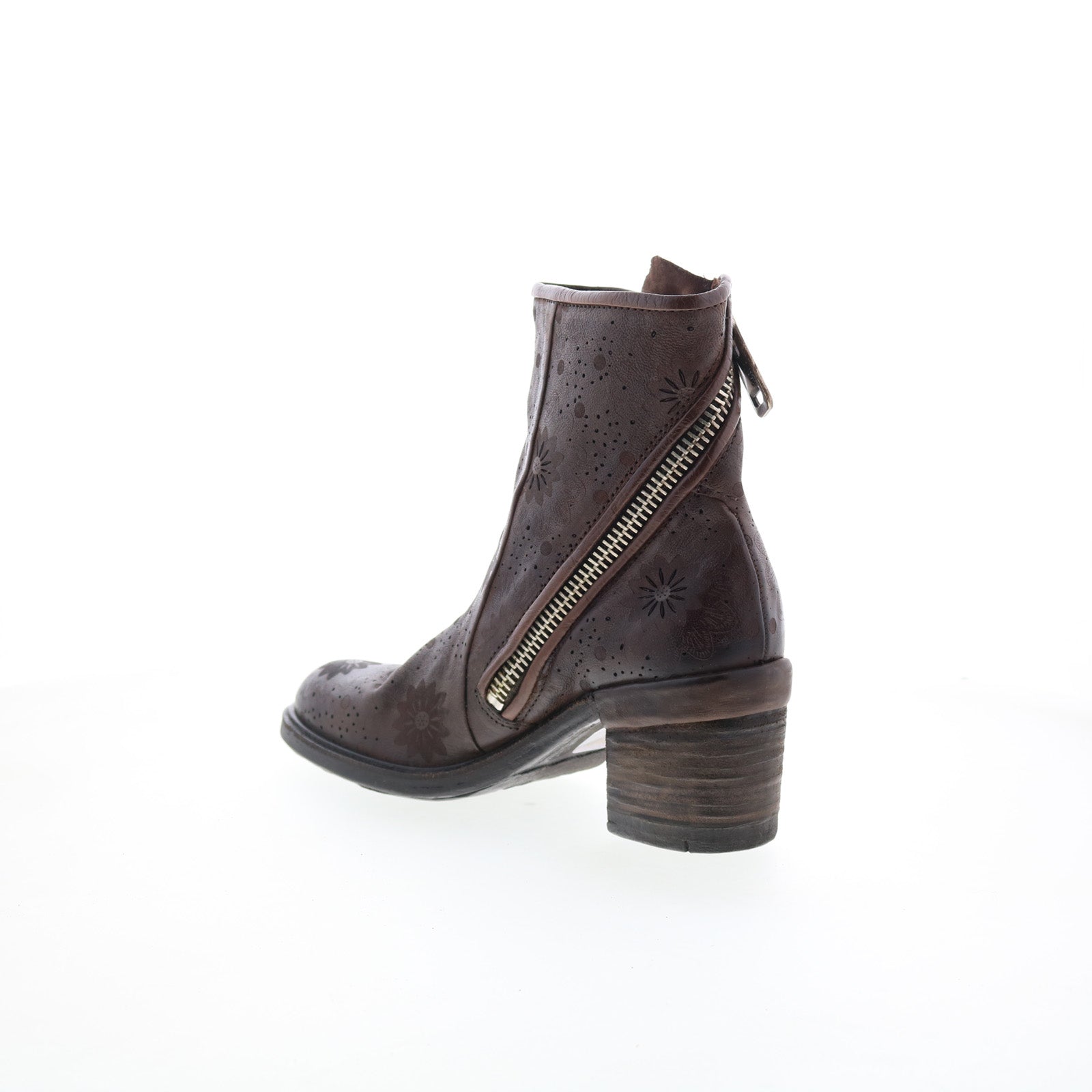 Jase Floral Womens Brown Leather Zipper Casual Dress Boots