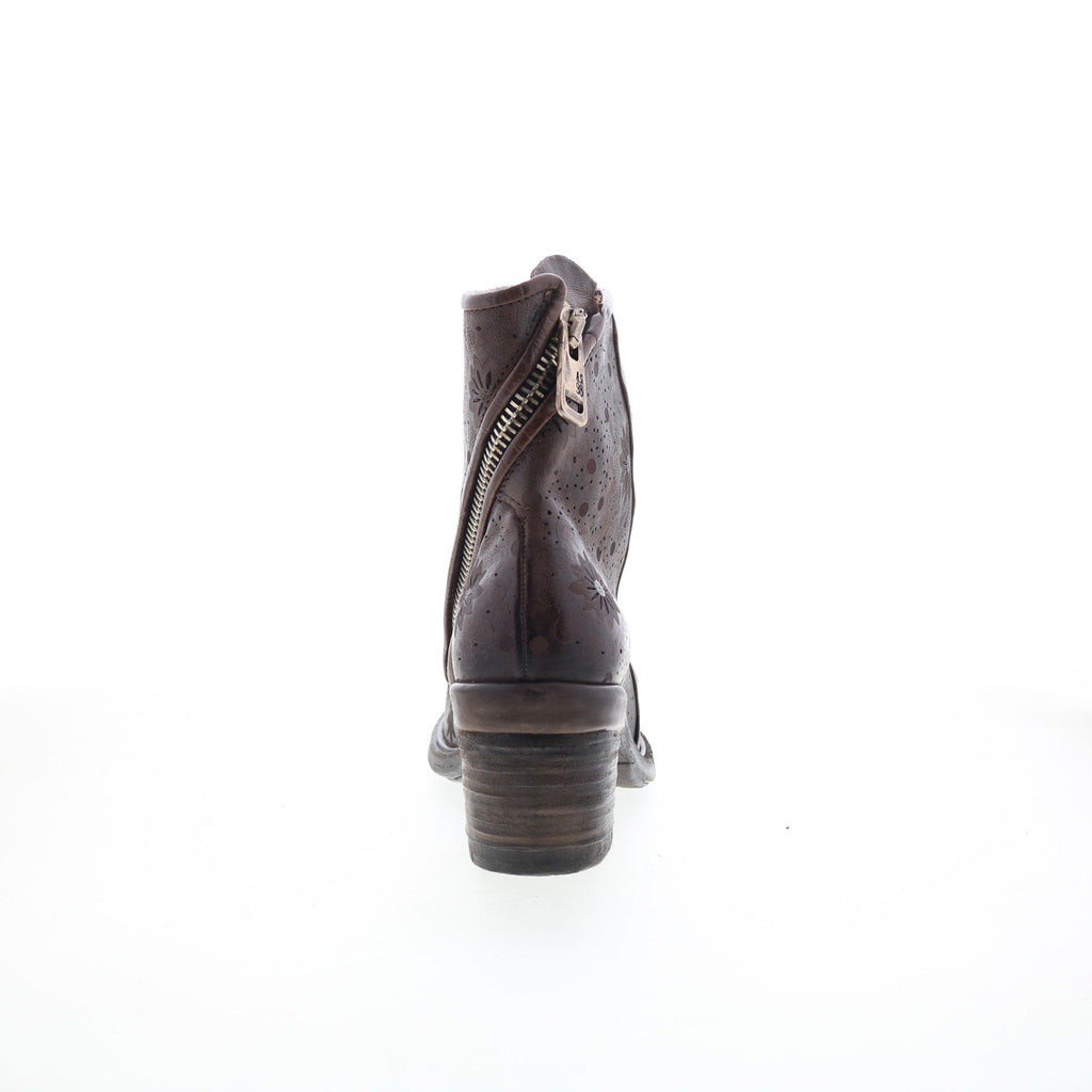 Jase Floral Womens Brown Leather Zipper Casual Dress Boots