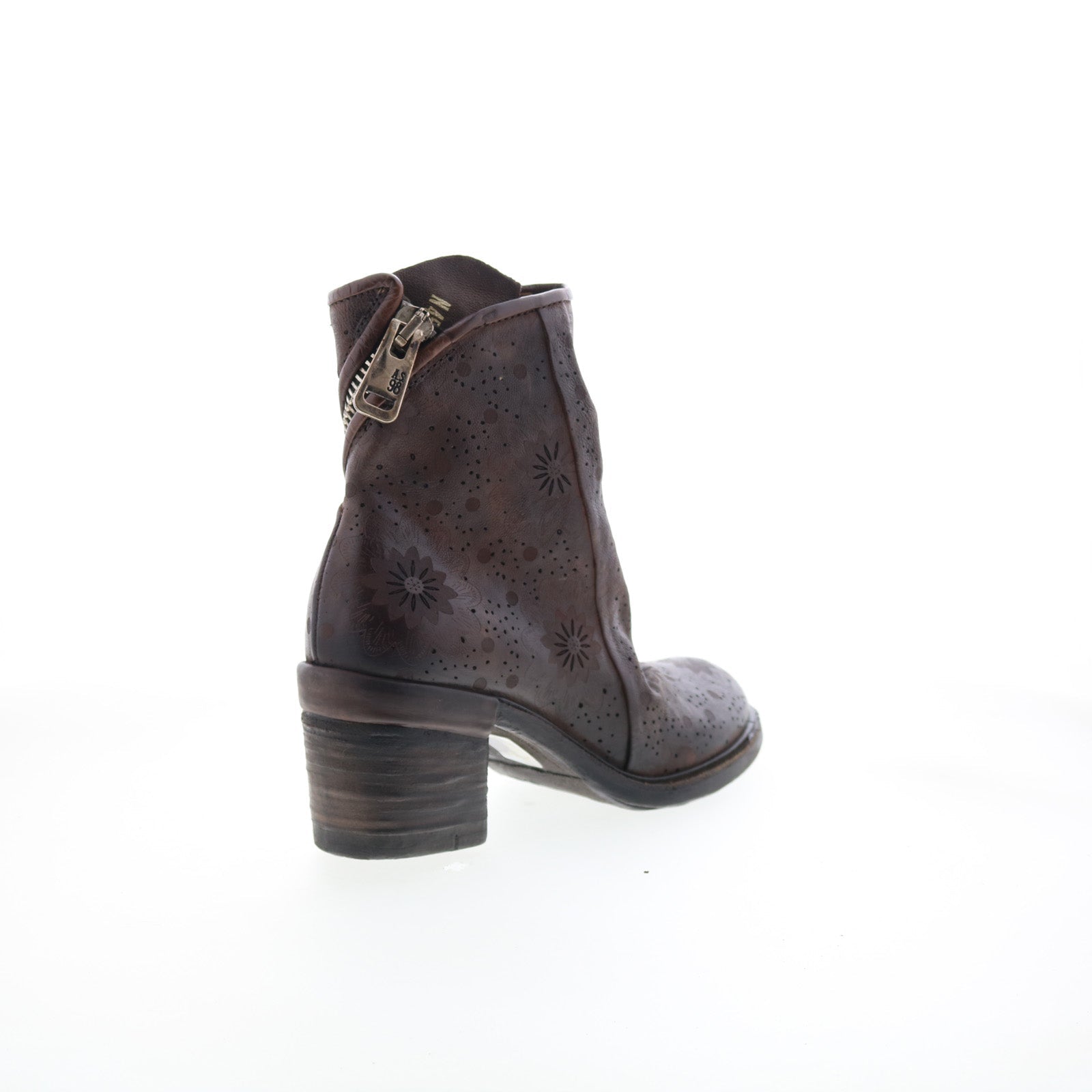 Jase Floral Womens Brown Leather Zipper Casual Dress Boots