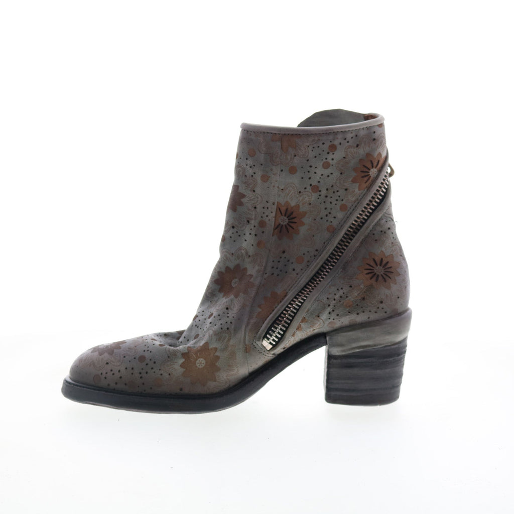 Jase Floral Womens Gray Leather Zipper Casual Dress Boots