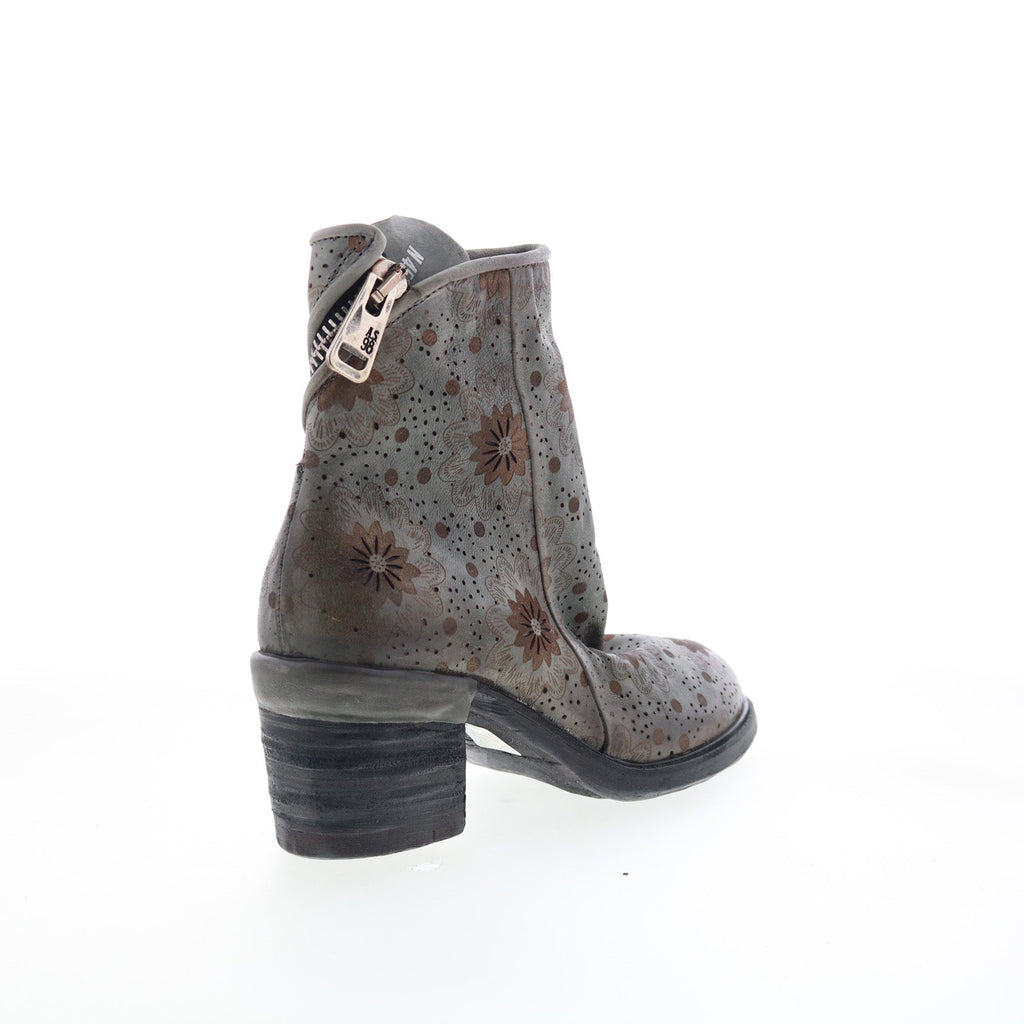 Jase Floral Womens Gray Leather Zipper Casual Dress Boots