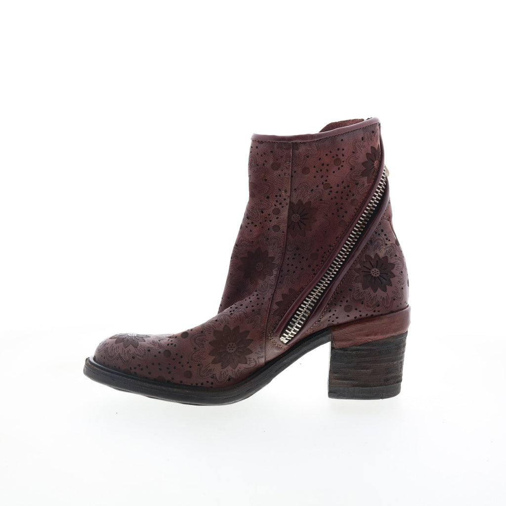 Jase Floral Womens Brown Leather Zipper Casual Dress Boots