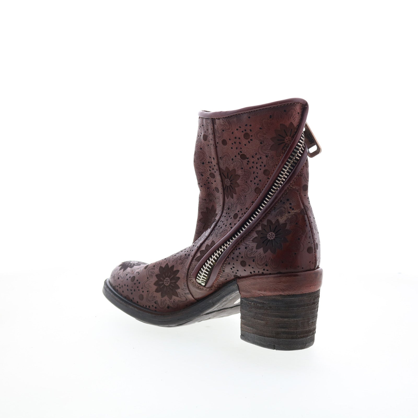 Jase Floral Womens Brown Leather Zipper Casual Dress Boots