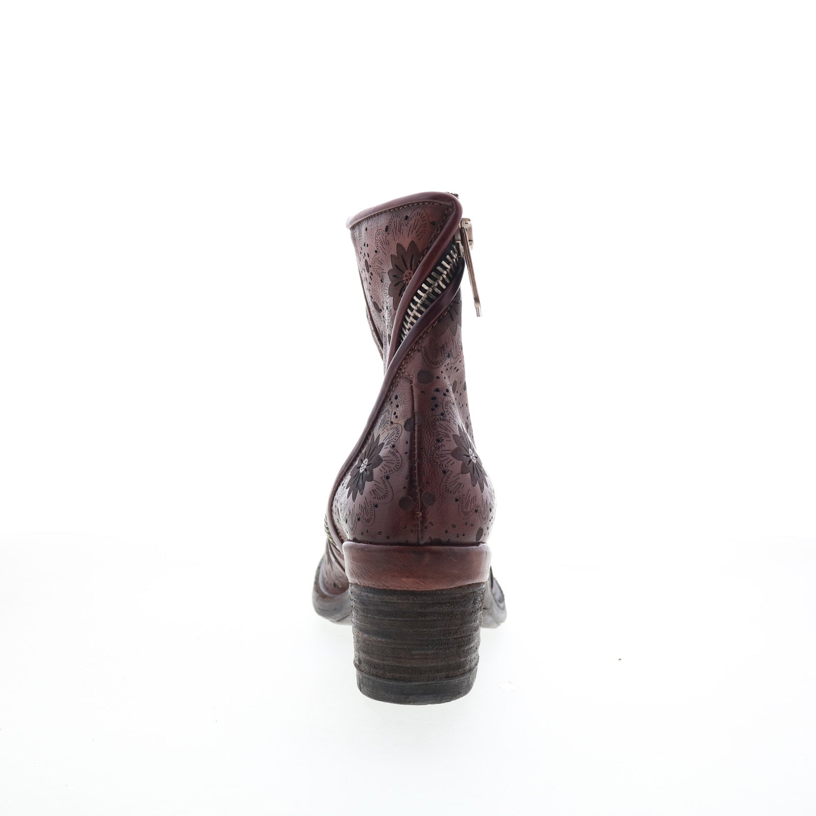 Jase Floral Womens Brown Leather Zipper Casual Dress Boots