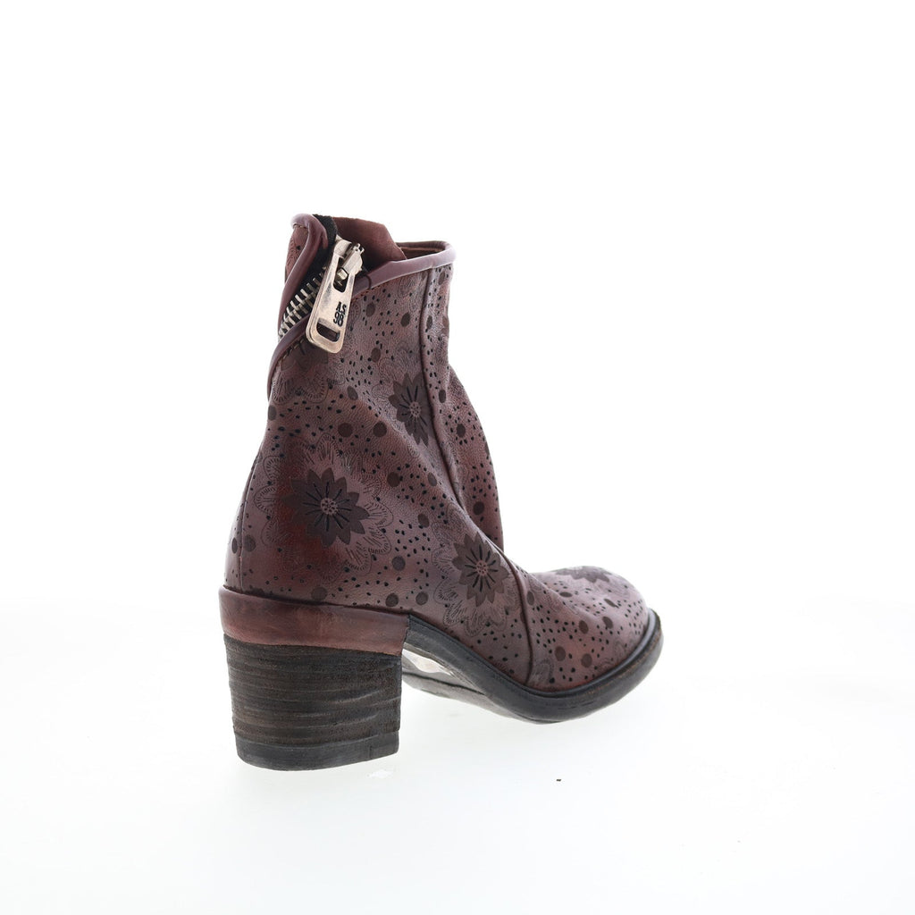 Jase Floral Womens Brown Leather Zipper Casual Dress Boots