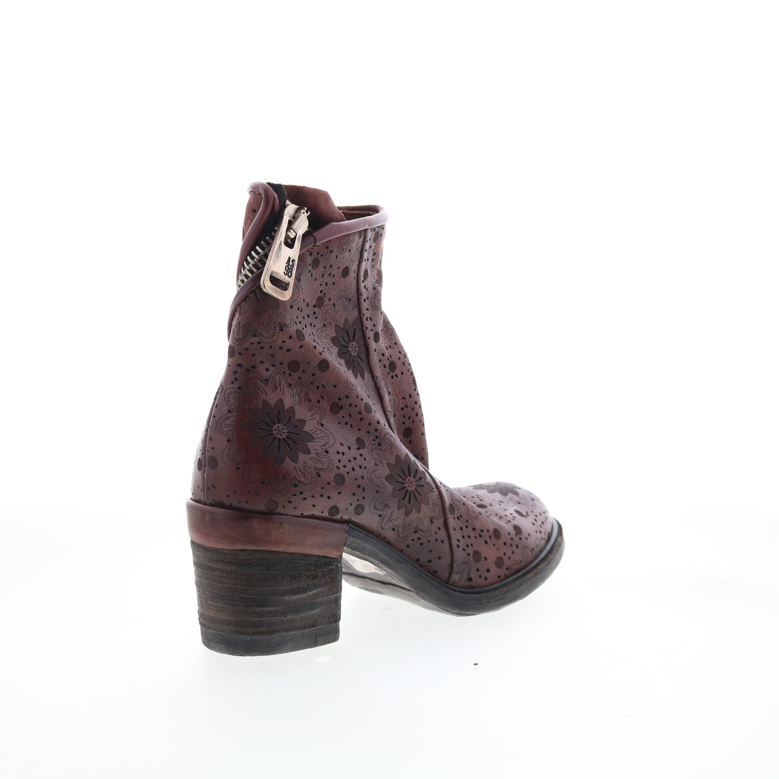 Jase Floral Womens Brown Leather Zipper Casual Dress Boots