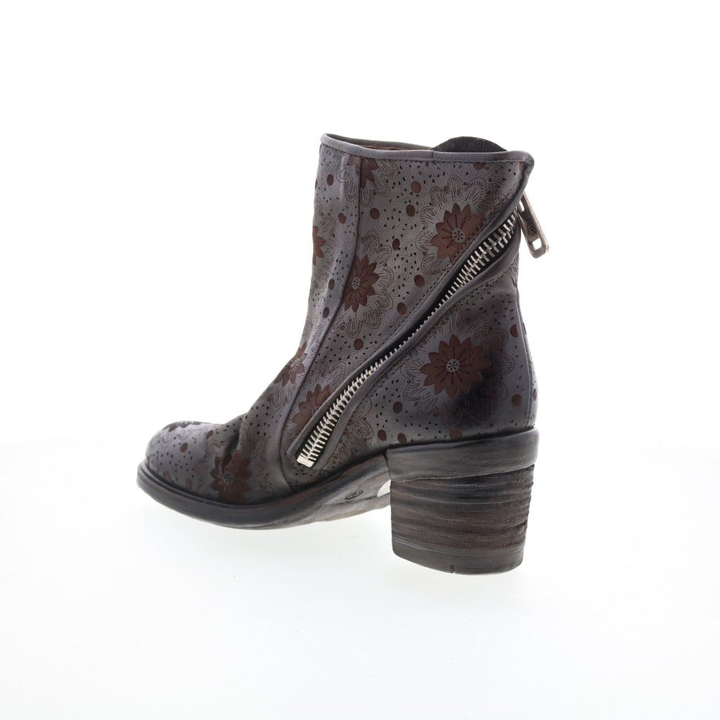 Jase Floral Womens Gray Leather Zipper Casual Dress Boots