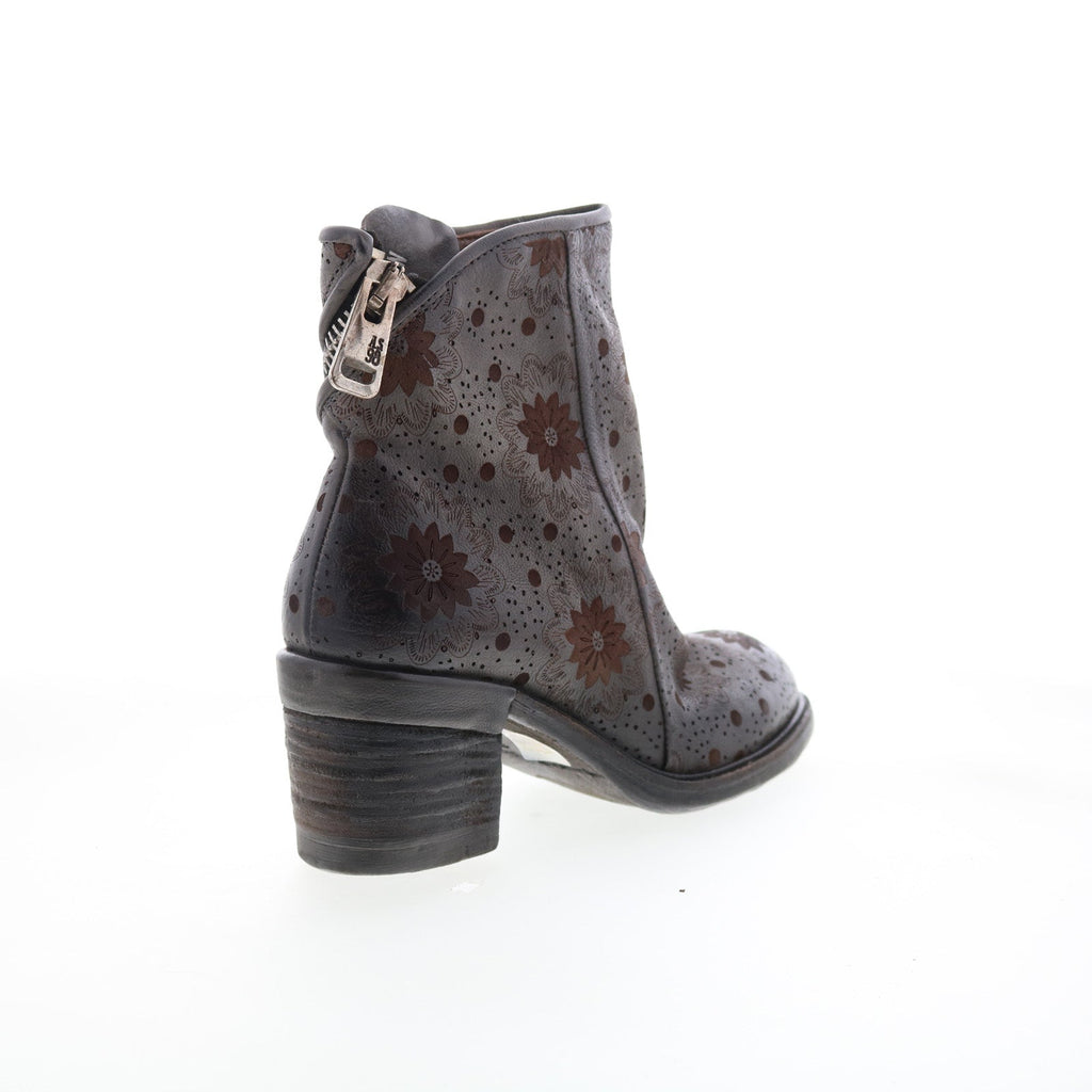 Jase Floral Womens Gray Leather Zipper Casual Dress Boots