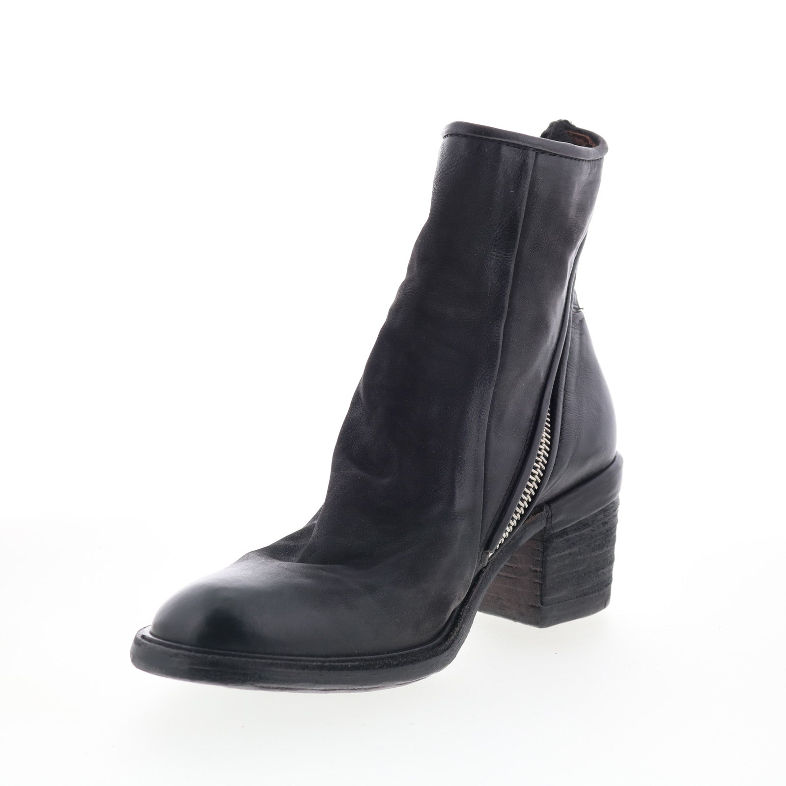 Jase Womens Black Leather Zipper Ankle & Booties Boots