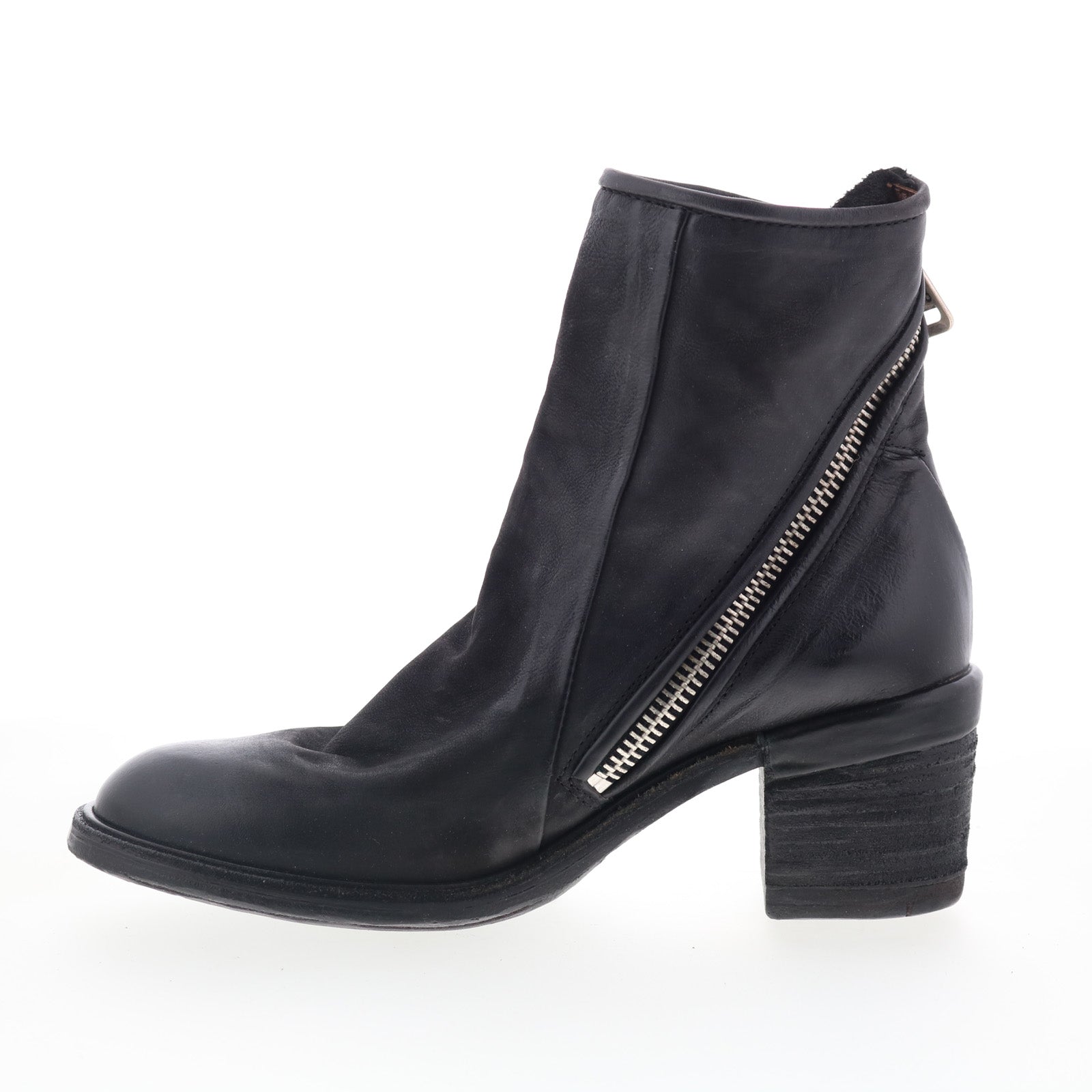 Jase Womens Black Leather Zipper Ankle & Booties Boots