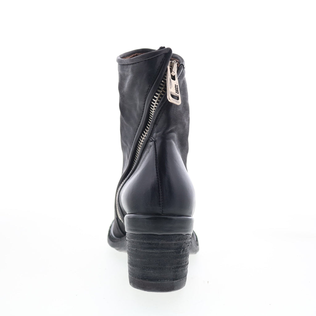 Jase Womens Black Leather Zipper Ankle & Booties Boots