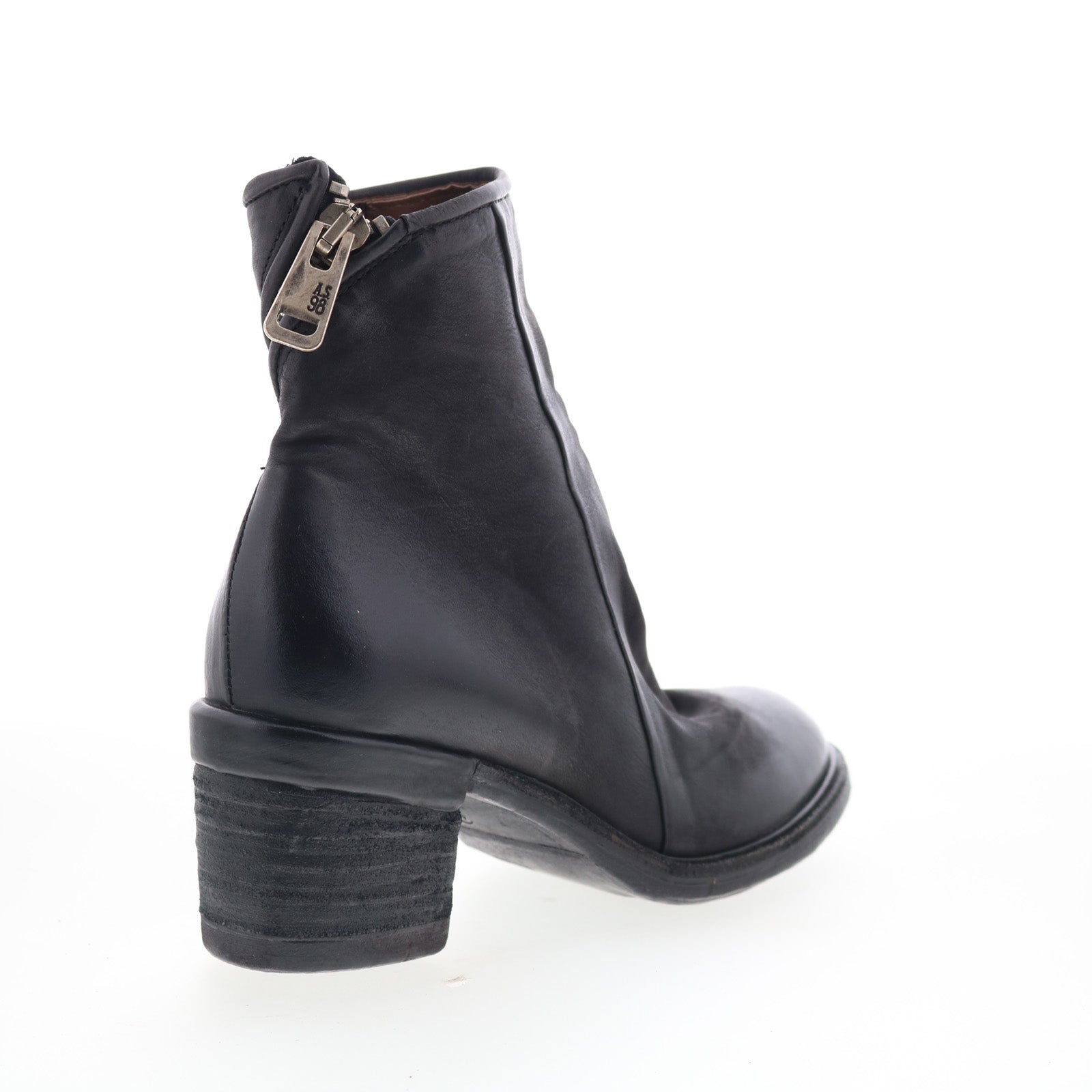 Jase Womens Black Leather Zipper Ankle & Booties Boots