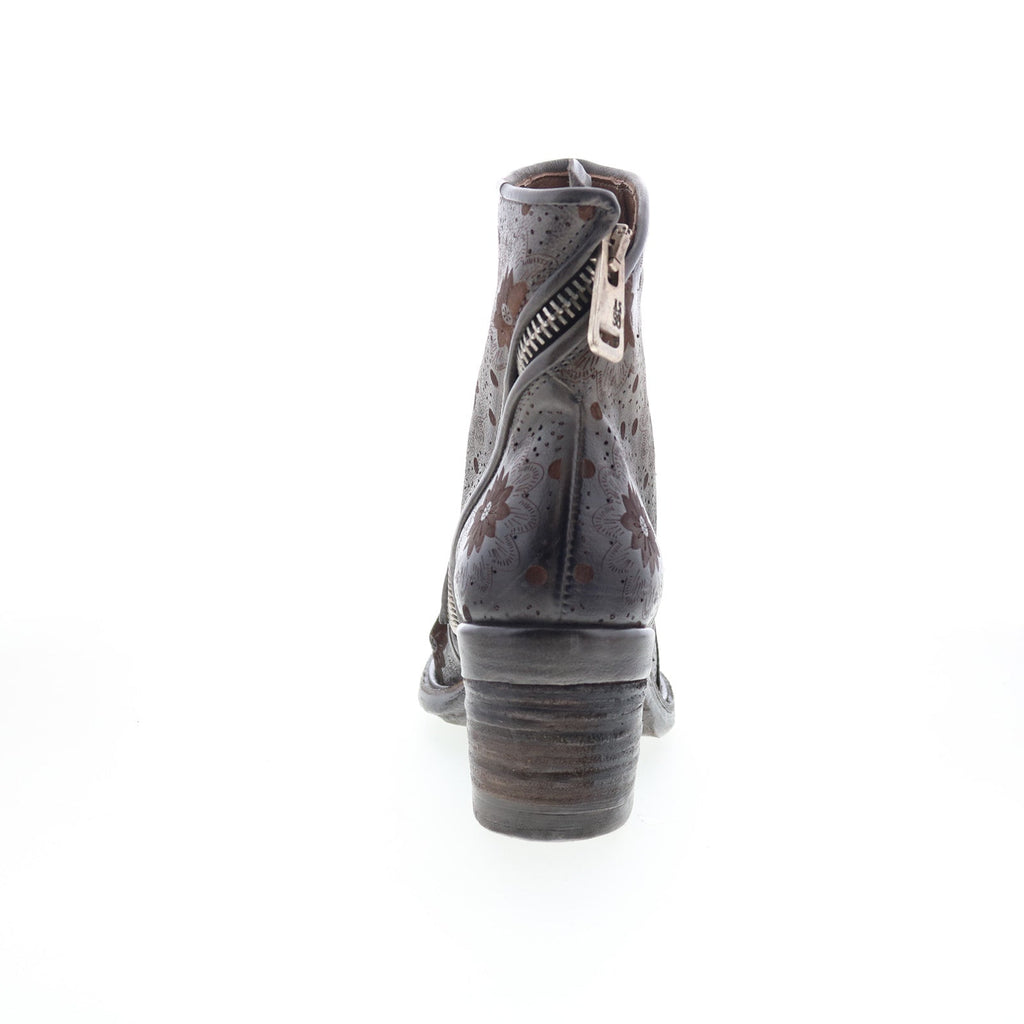 Jase Floral Womens Gray Leather Zipper Ankle & Booties Boots