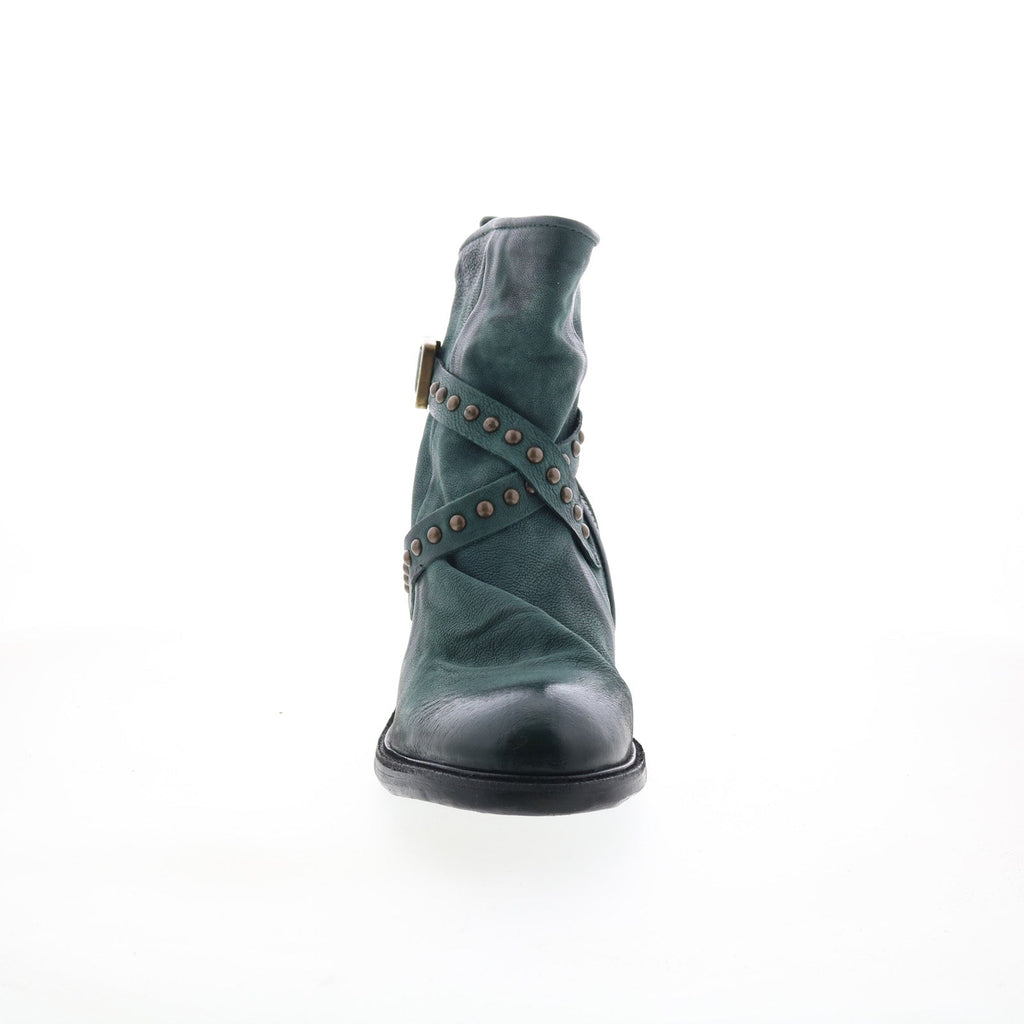 Jeffy Womens Green Leather Zipper Casual Dress Boots