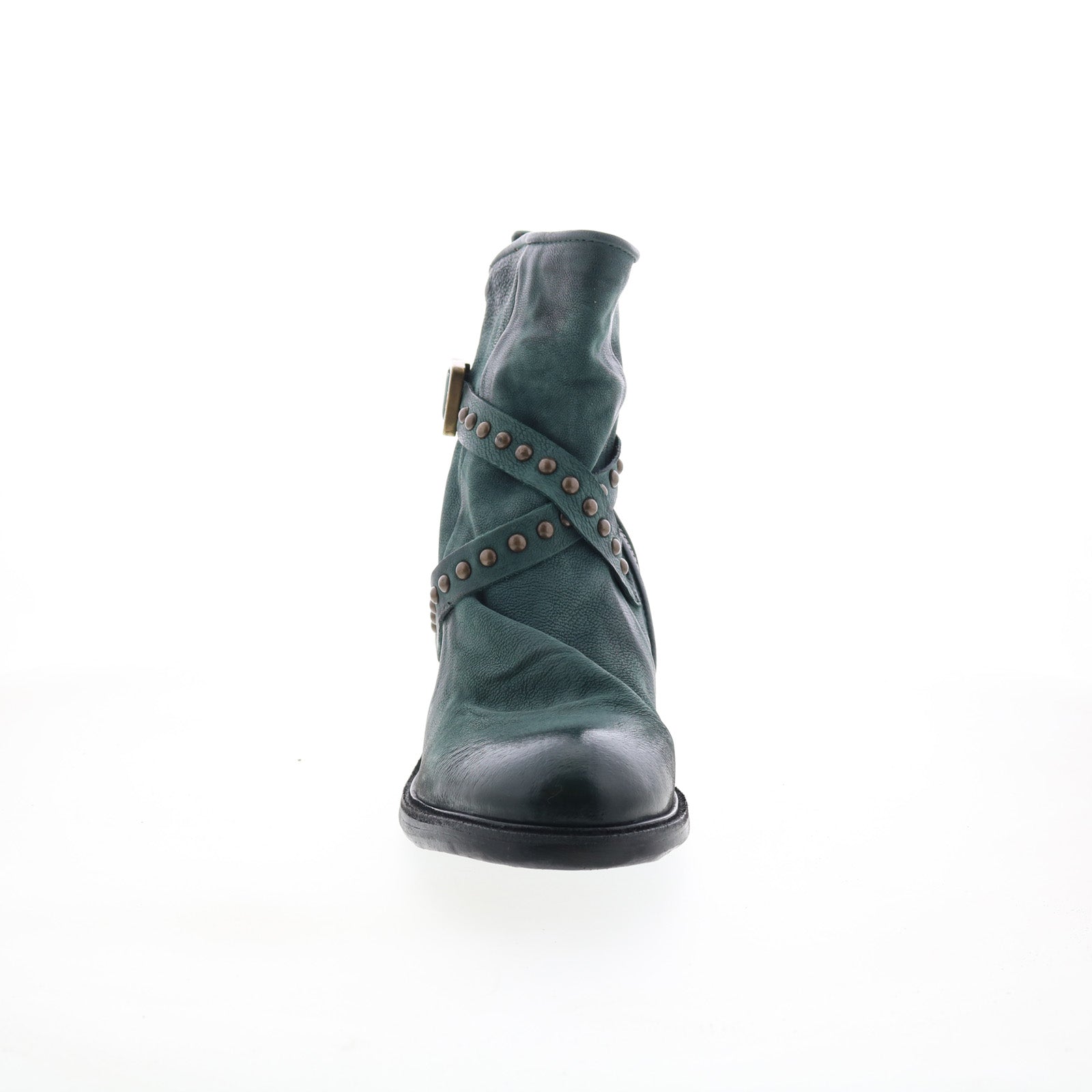 Jeffy Womens Green Leather Zipper Casual Dress Boots