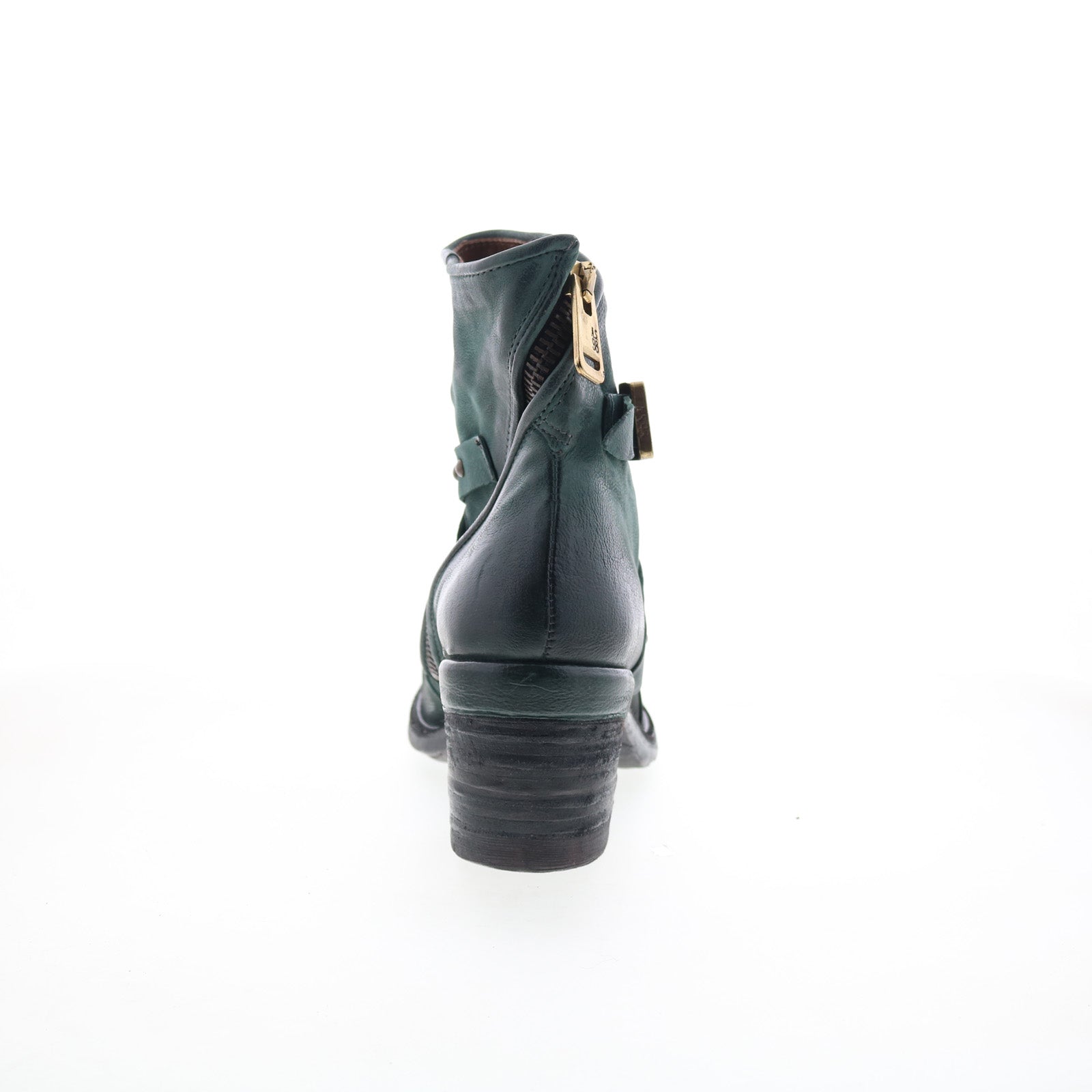 Jeffy Womens Green Leather Zipper Casual Dress Boots