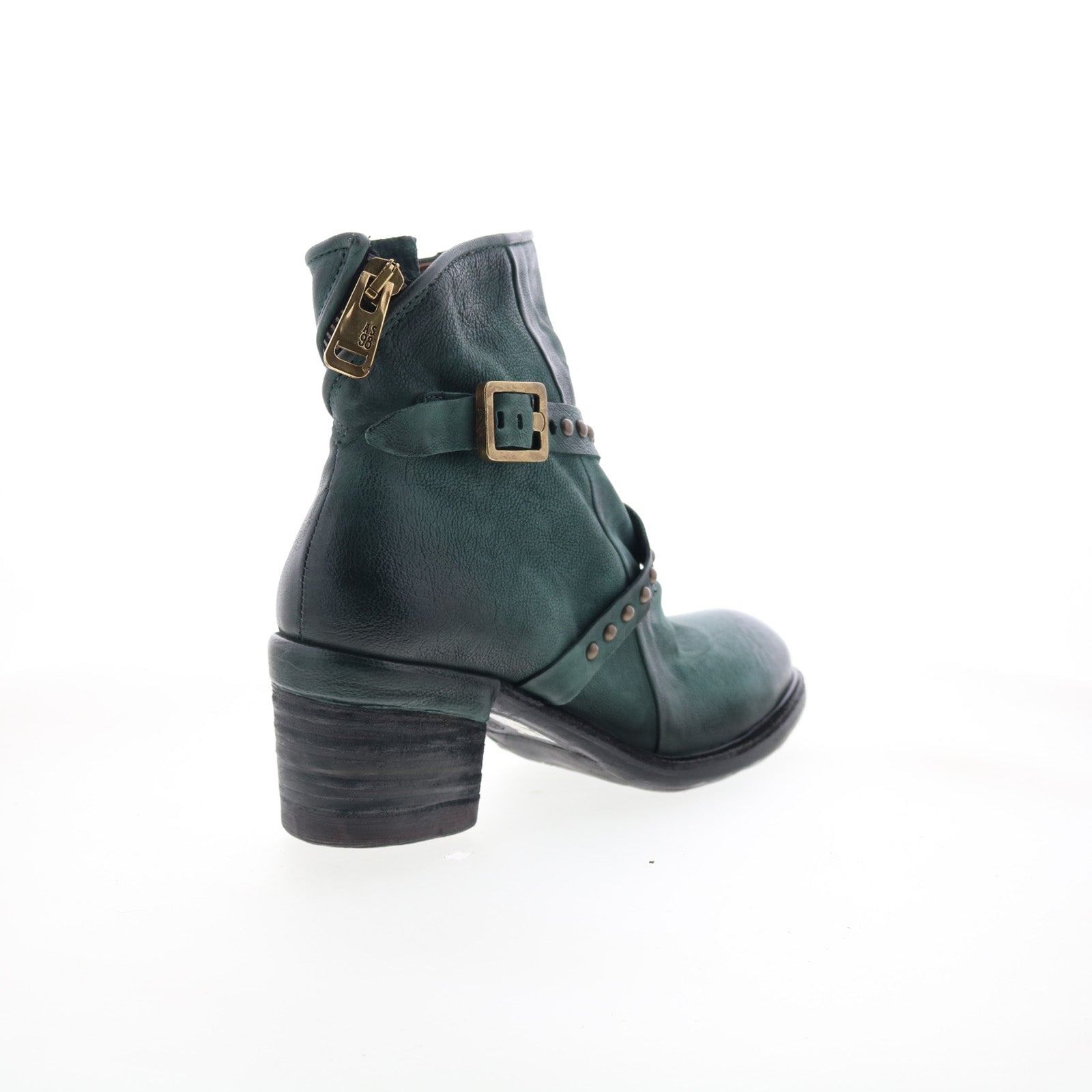 Jeffy Womens Green Leather Zipper Casual Dress Boots
