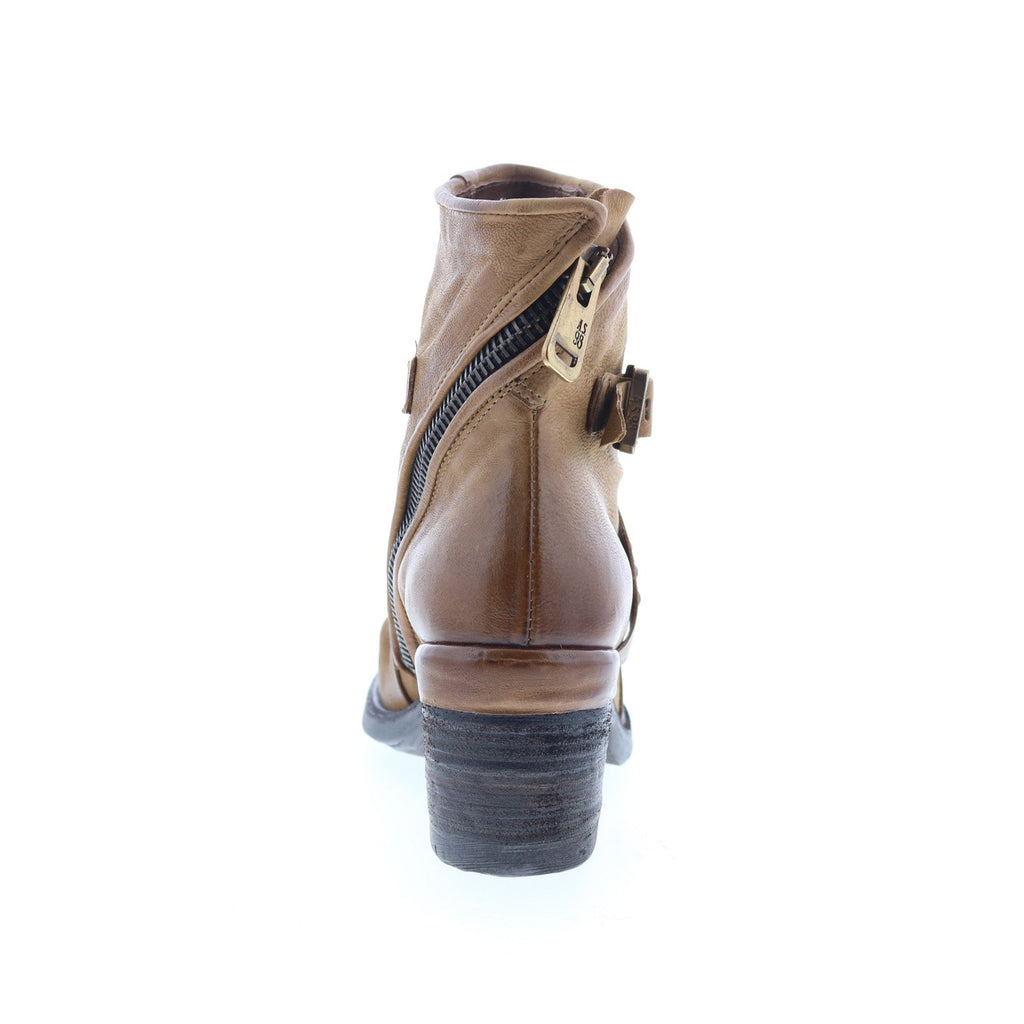 Jeffy Womens Brown Leather Zipper Ankle & Booties Boots