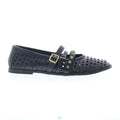 Jett Womens Black Leather Hook & Loop Loafer Flats Shoes