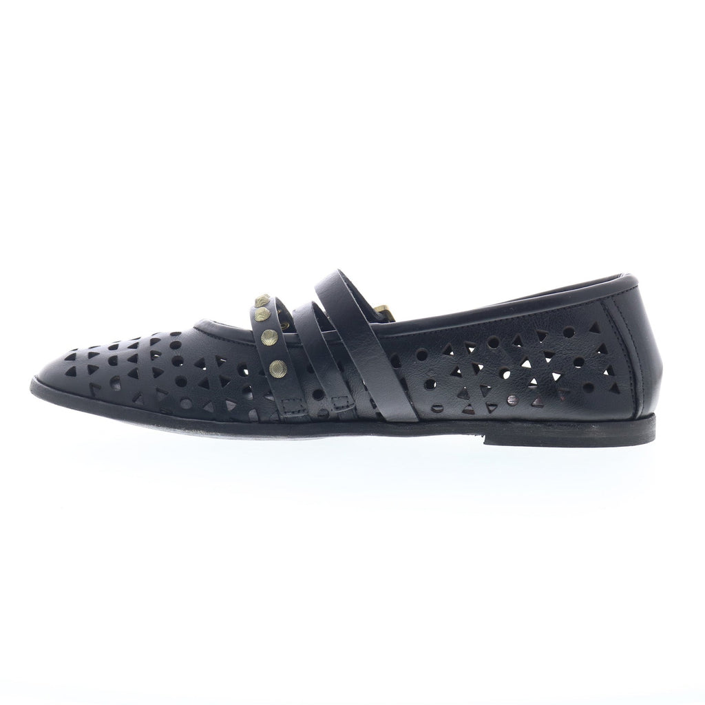 Jett Womens Black Leather Hook & Loop Loafer Flats Shoes