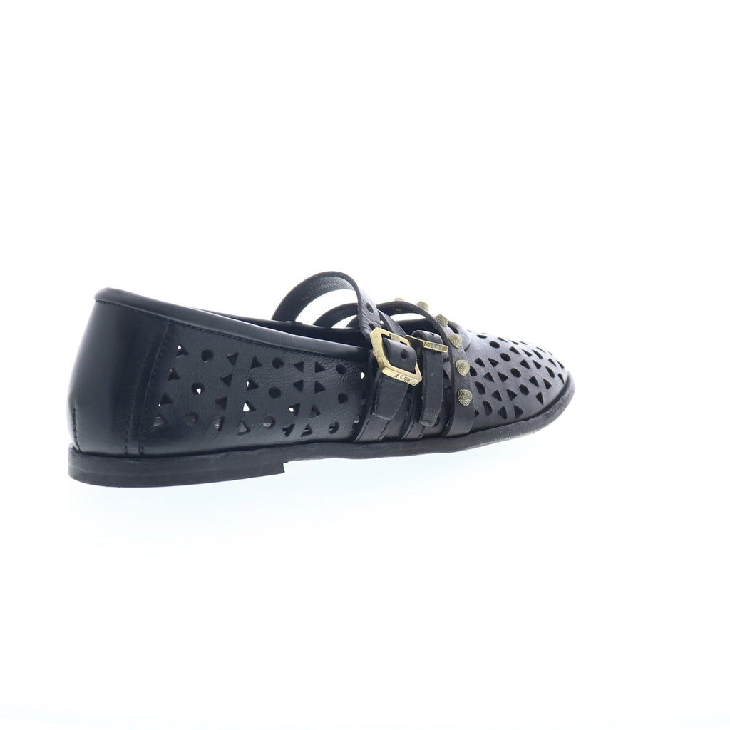 Jett Womens Black Leather Hook & Loop Loafer Flats Shoes