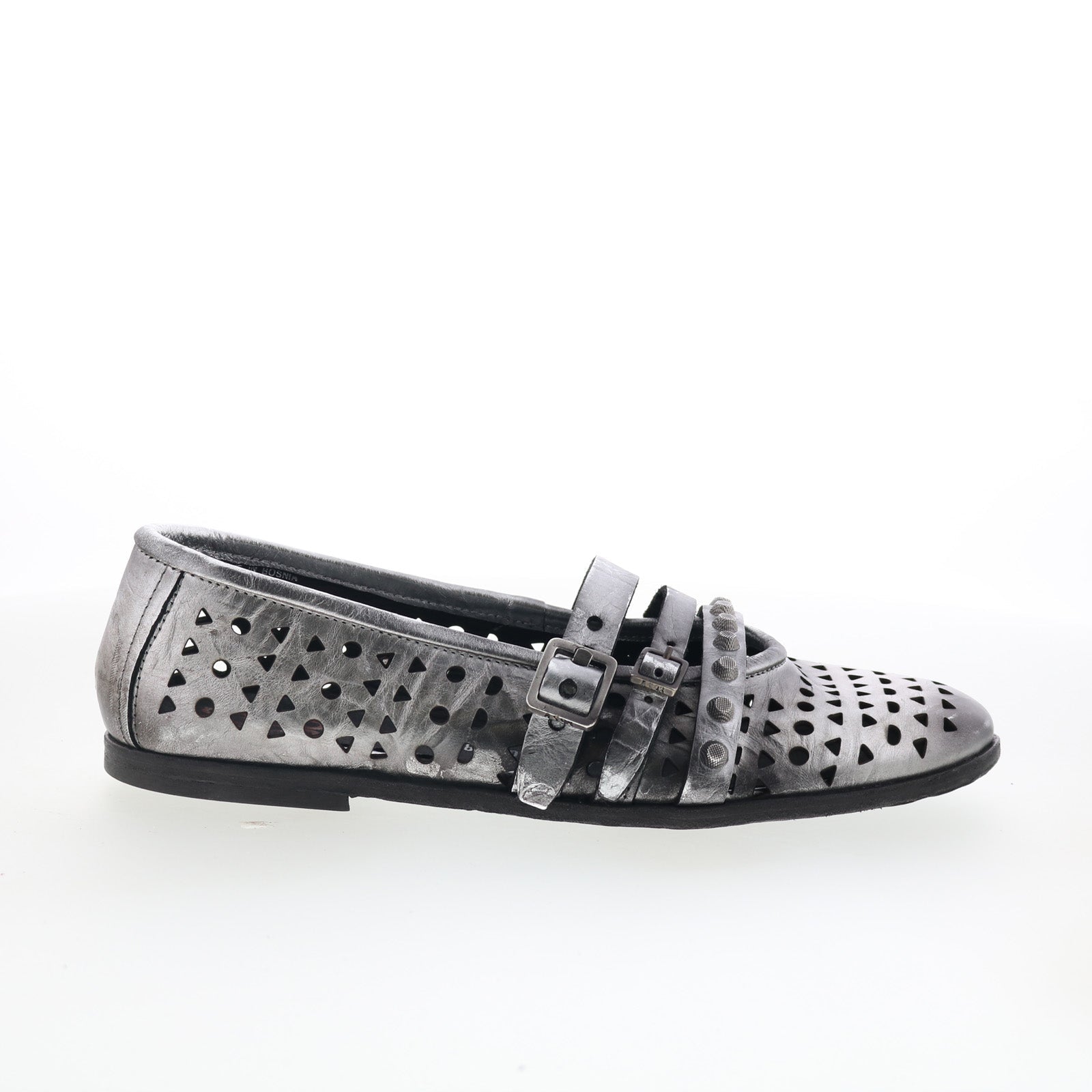 Jett Womens Silver Leather Hook & Loop Loafer Flats Shoes
