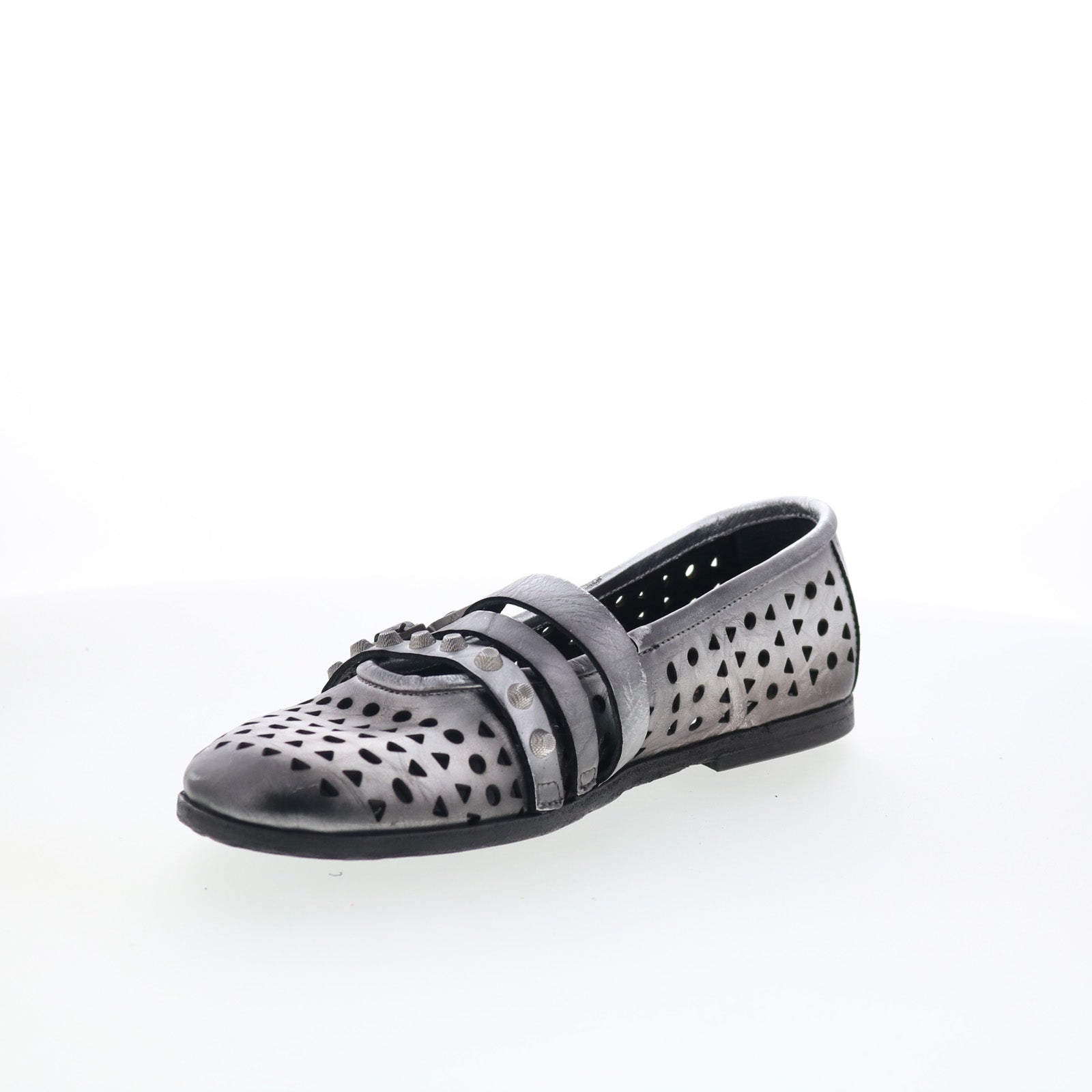 Jett Womens Silver Leather Hook & Loop Loafer Flats Shoes