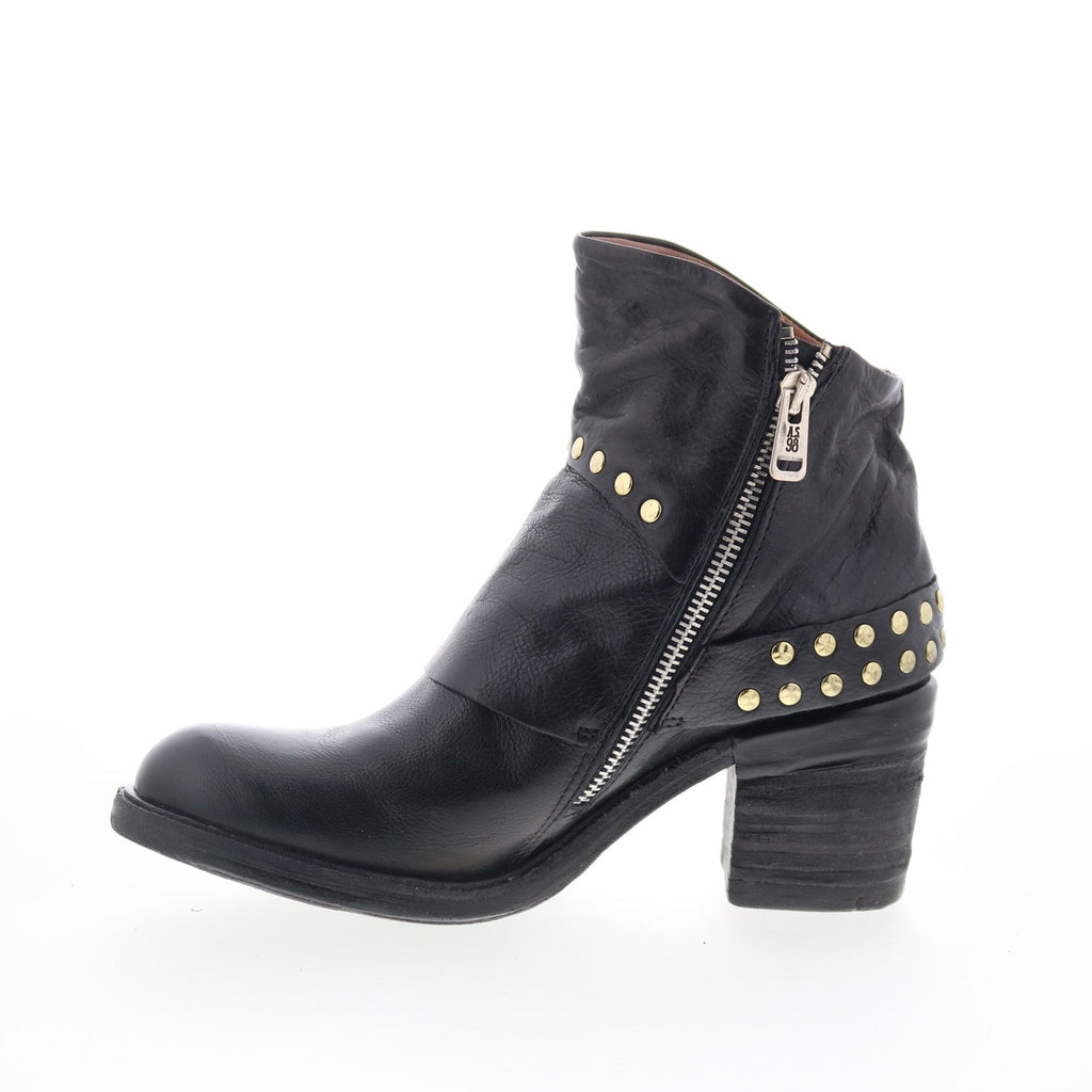 Jonas Womens Black Leather Zipper Ankle & Booties Boots