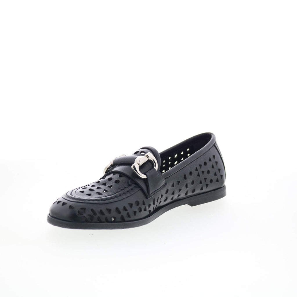 Jorge Womens Black Leather Slip On Loafer Flats Shoes