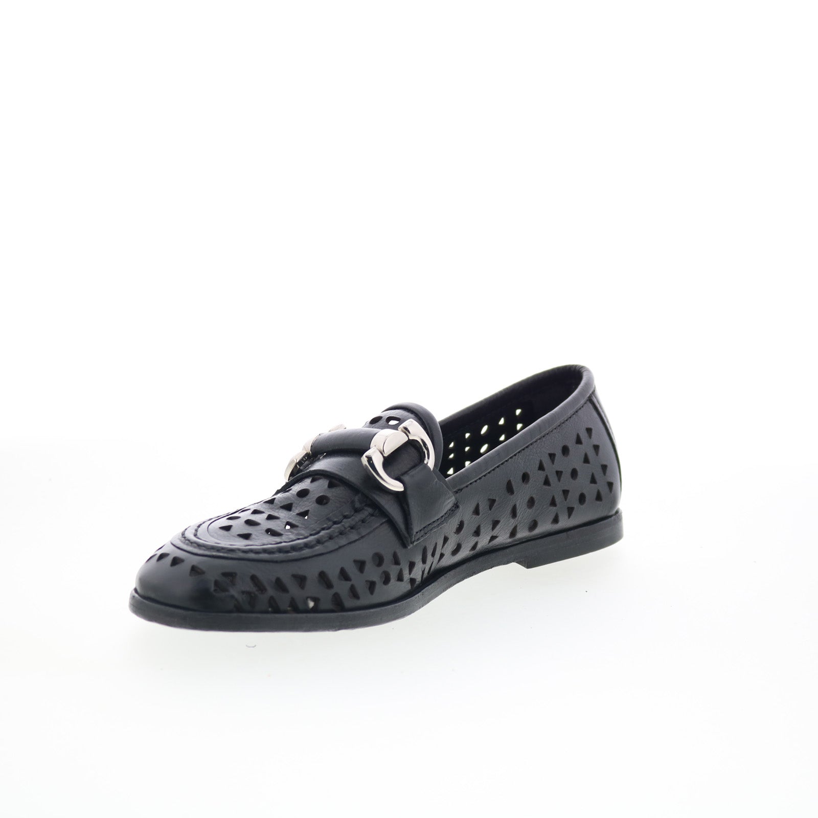 Jorge Womens Black Leather Slip On Loafer Flats Shoes