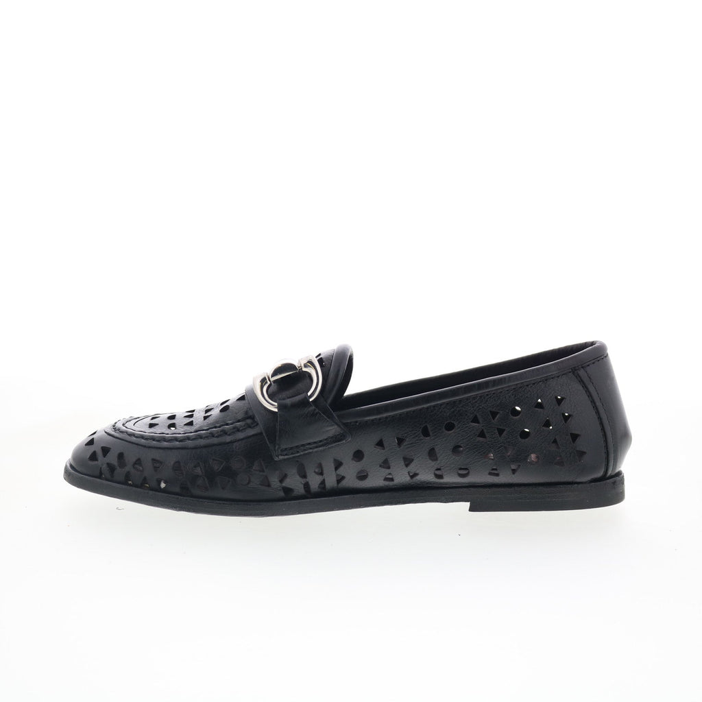 Jorge Womens Black Leather Slip On Loafer Flats Shoes