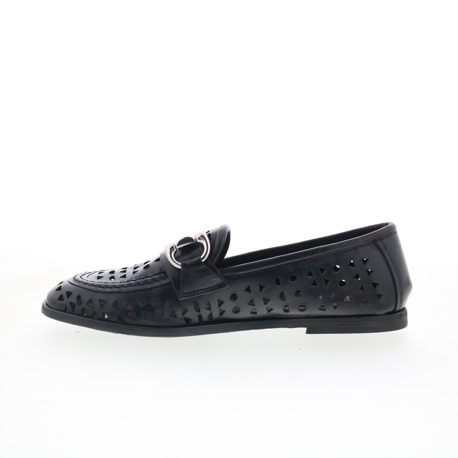 Jorge Womens Black Leather Slip On Loafer Flats Shoes