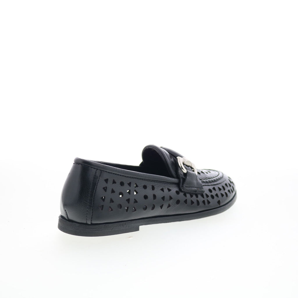 Jorge Womens Black Leather Slip On Loafer Flats Shoes