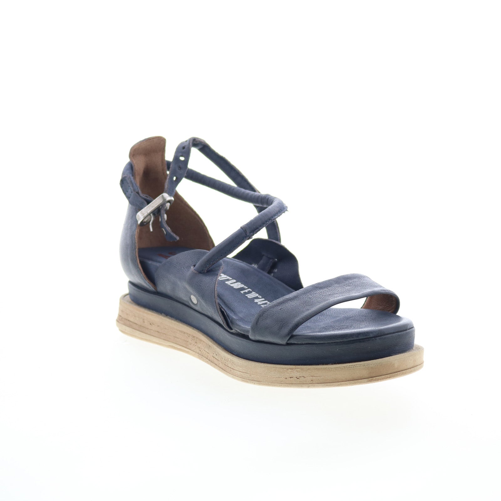 Laike Womens Black Leather Hook & Loop Platform Sandals Shoes