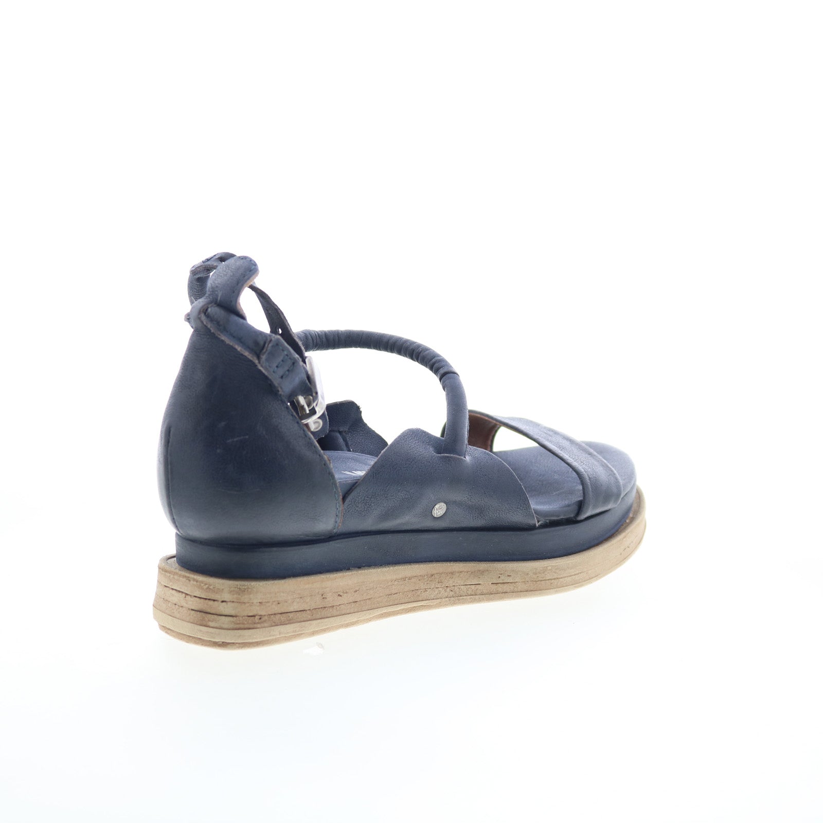 Laike Womens Black Leather Hook & Loop Platform Sandals Shoes