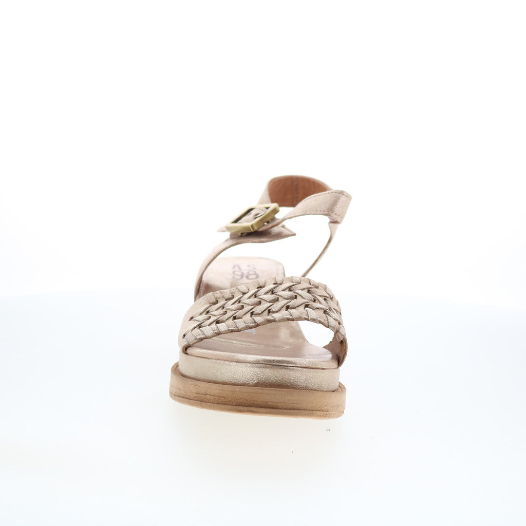 Landon Womens Gold Leather Hook & Loop Strap Sandals Shoes