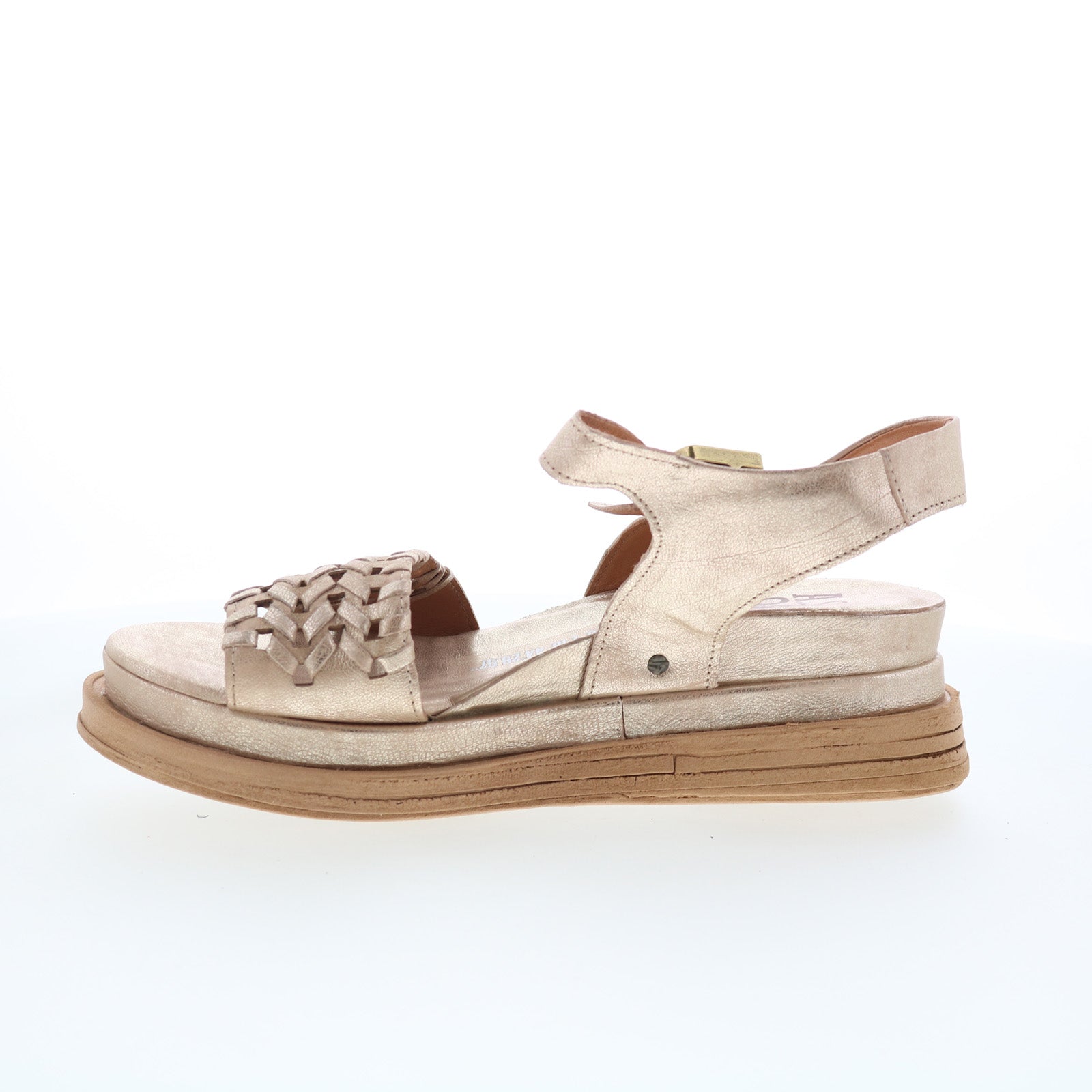 Landon Womens Gold Leather Hook & Loop Strap Sandals Shoes