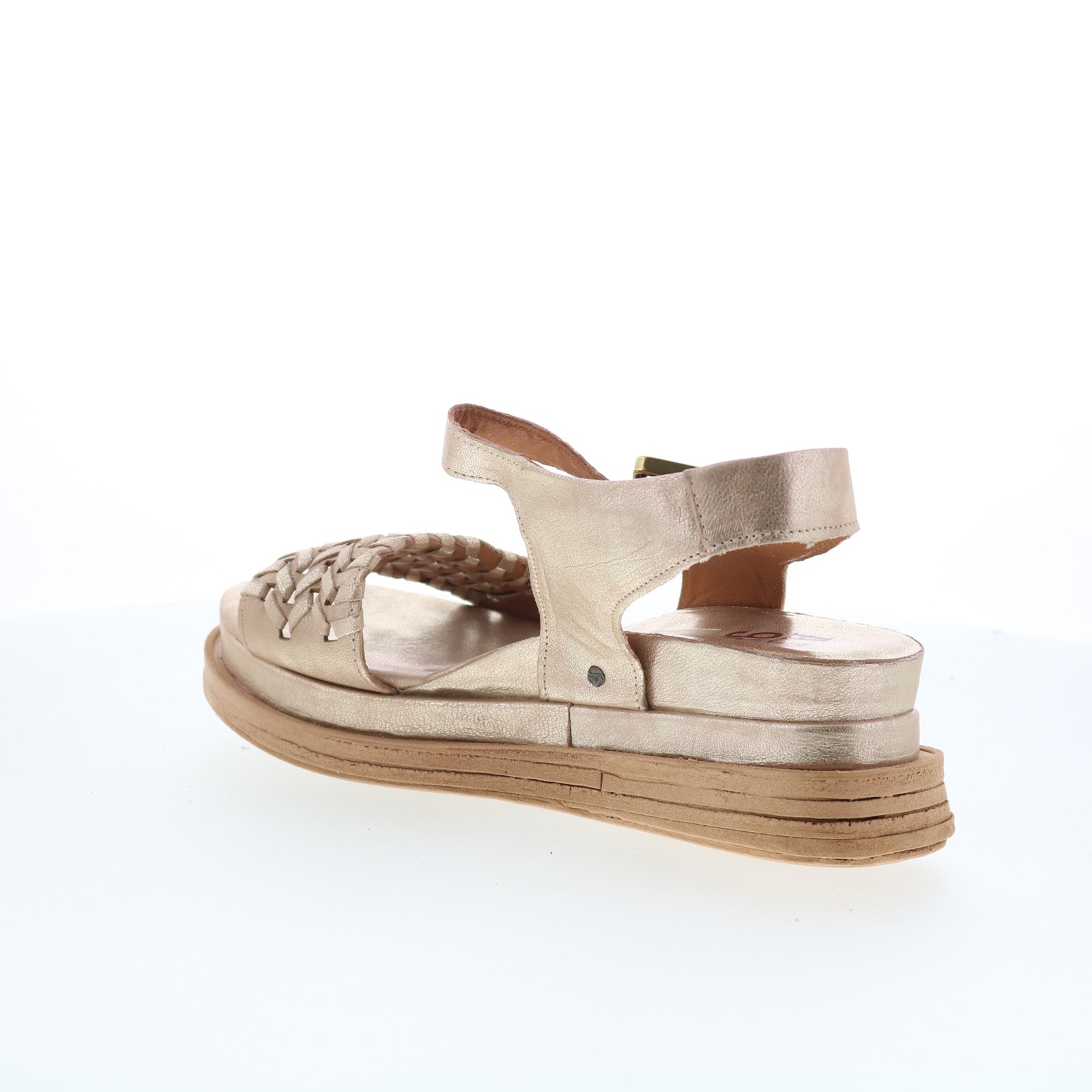 Landon Womens Gold Leather Hook & Loop Strap Sandals Shoes